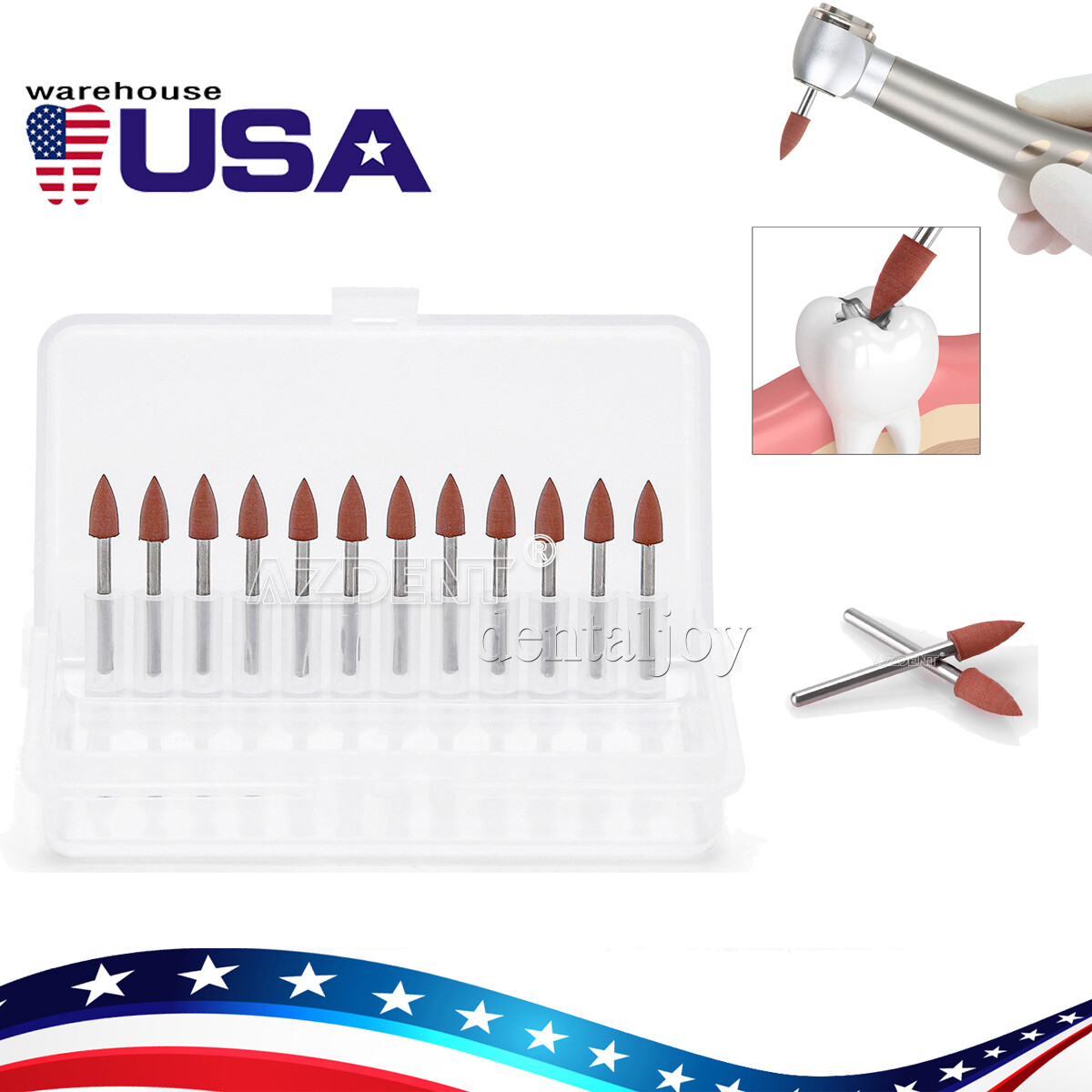 Dental Brownie Polishers Friction Grip FG Burs Mini Points 1.6mm 12pcs /Box