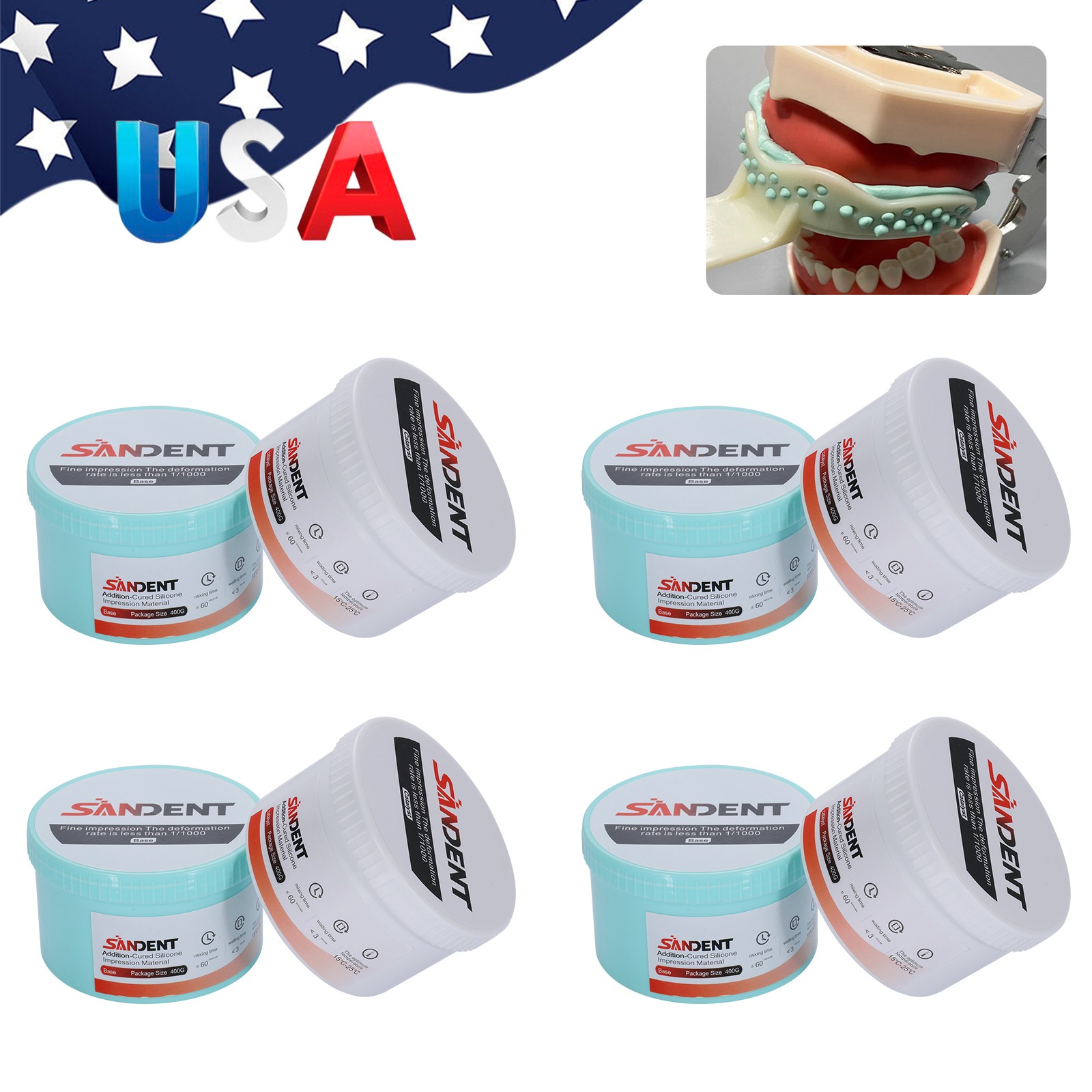1-10 Sets SANDENT Dental Silicone Rubber Impression Material Putty Soft PVS VPS