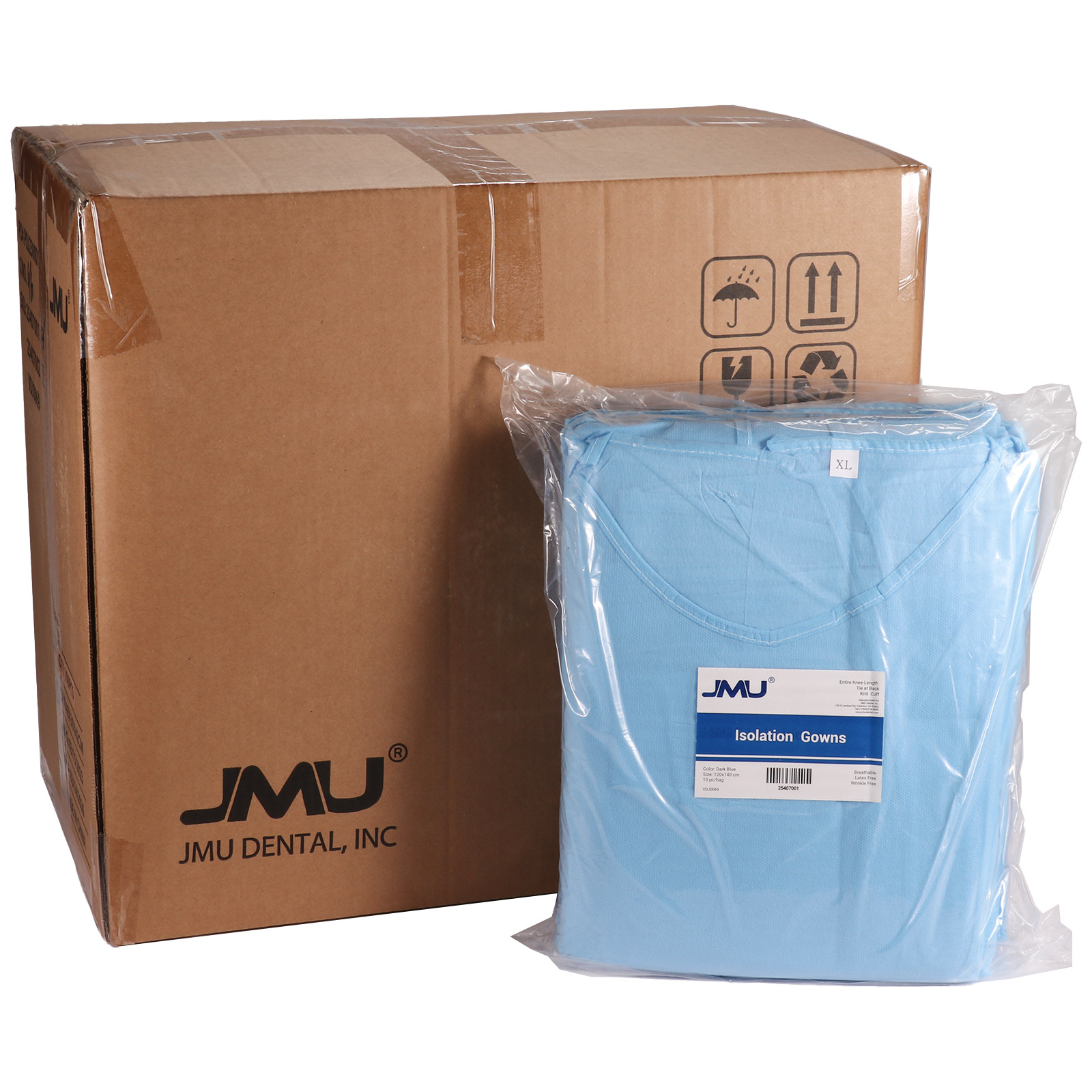 100Pcs/Case Dental Disposable PP Isolation Gowns Knitted Cuff Long Sleeve