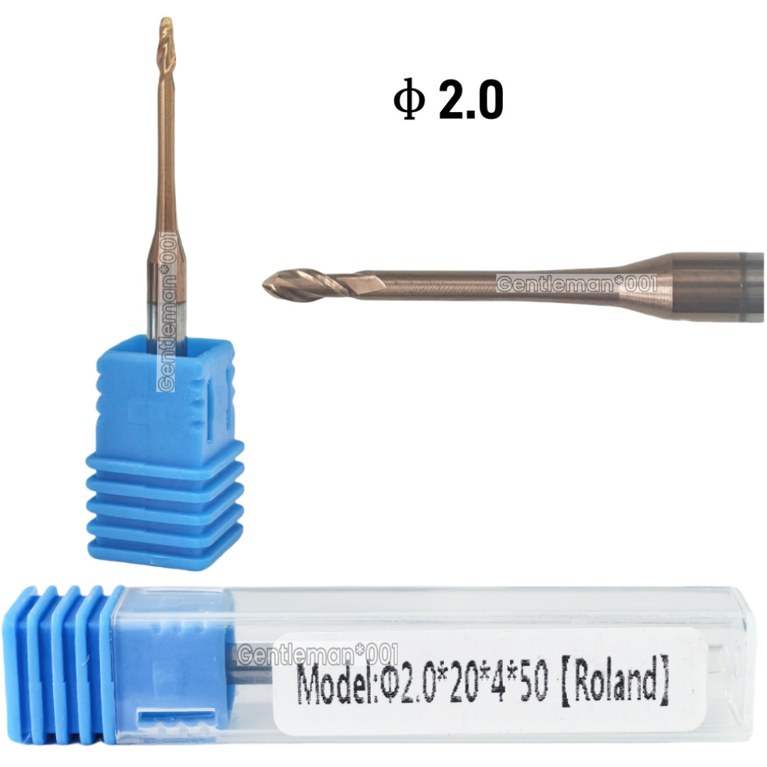 Dental Roland Uncoated Milling Bur Zirconia Cutting CAD CAM Burs φ2.0