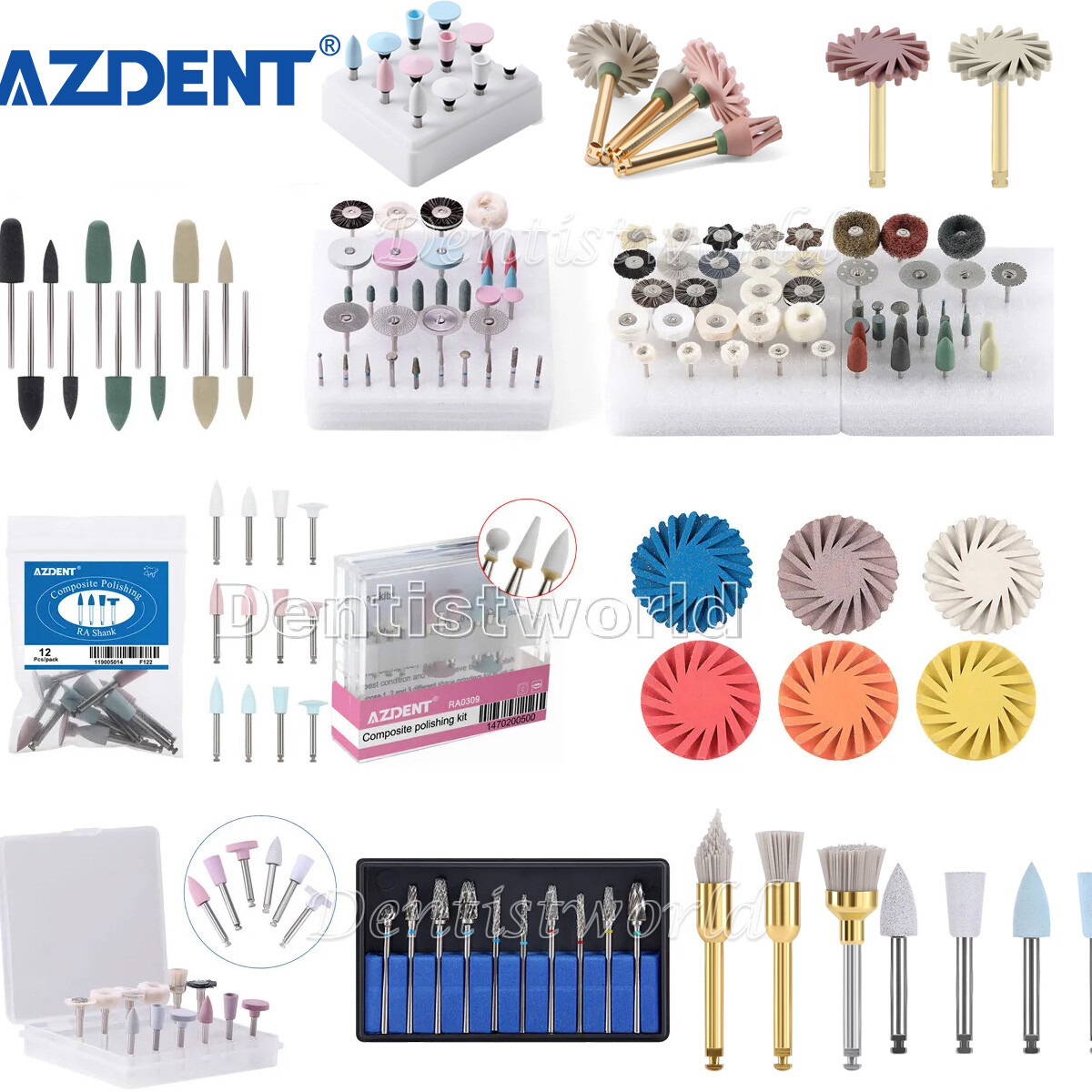 Dental Composite Polishing Kit Diamond RA HP Polisher Burs F Contra Angle 2.35mm