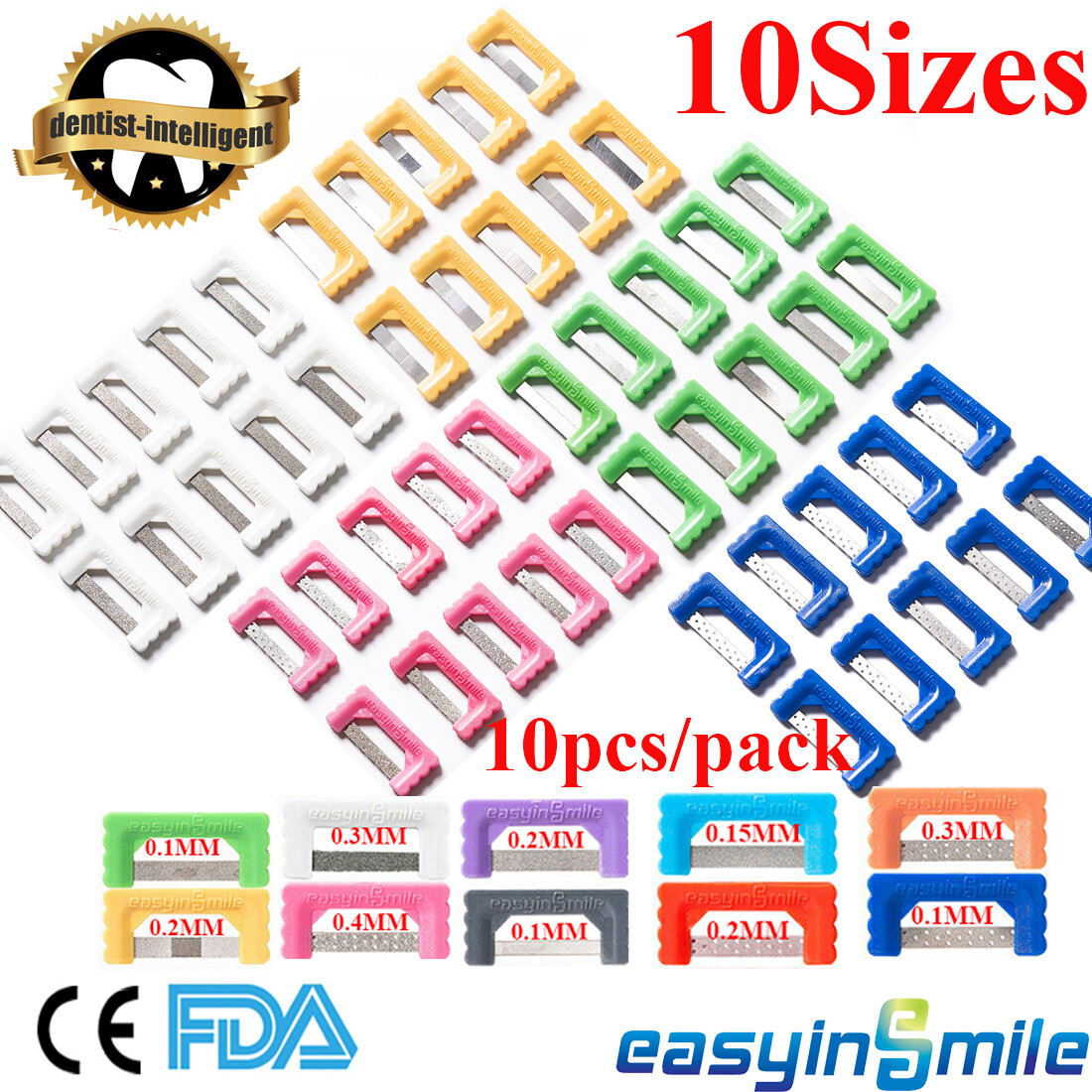 10Pcs Dental Interproximal Polishing Strips Orthodontic IPR Strips Reduction Saw