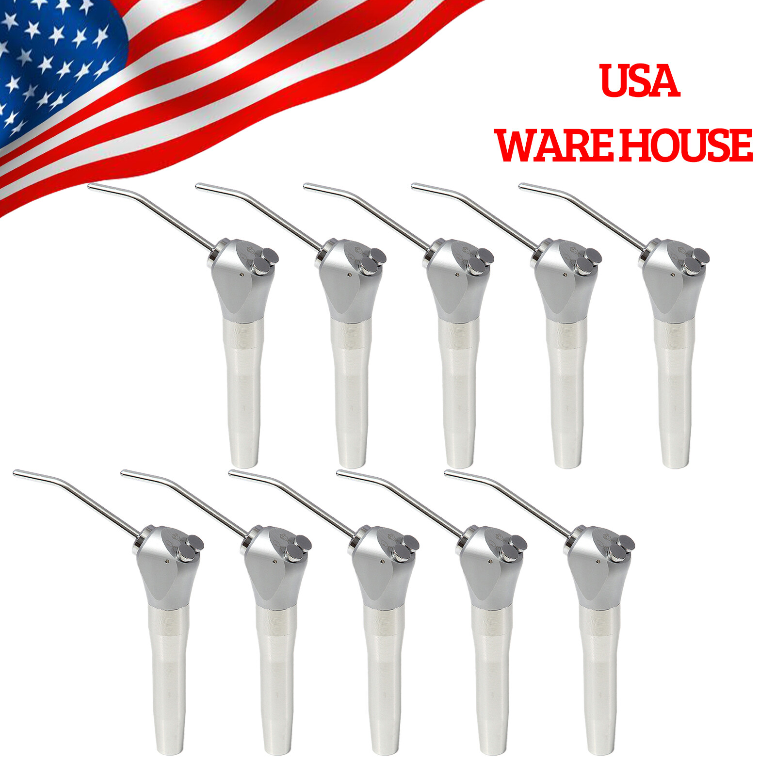 1-10*Dental 3 Way Air Water Spray Triple Syringe Handpiece w/ Nozzles Tips Tubes