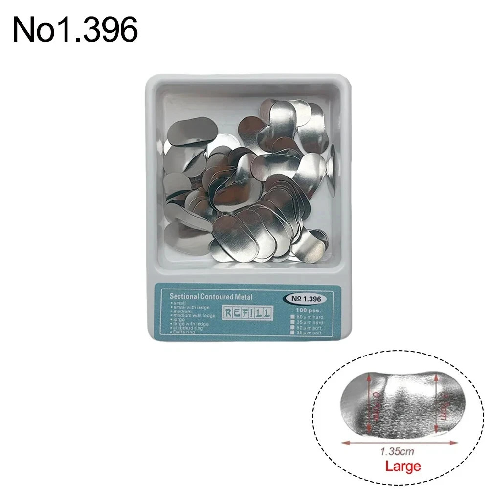 100 Pcs Dental Sectional Contoured Metal Matrices Refill Matrix Band Ledge 35um