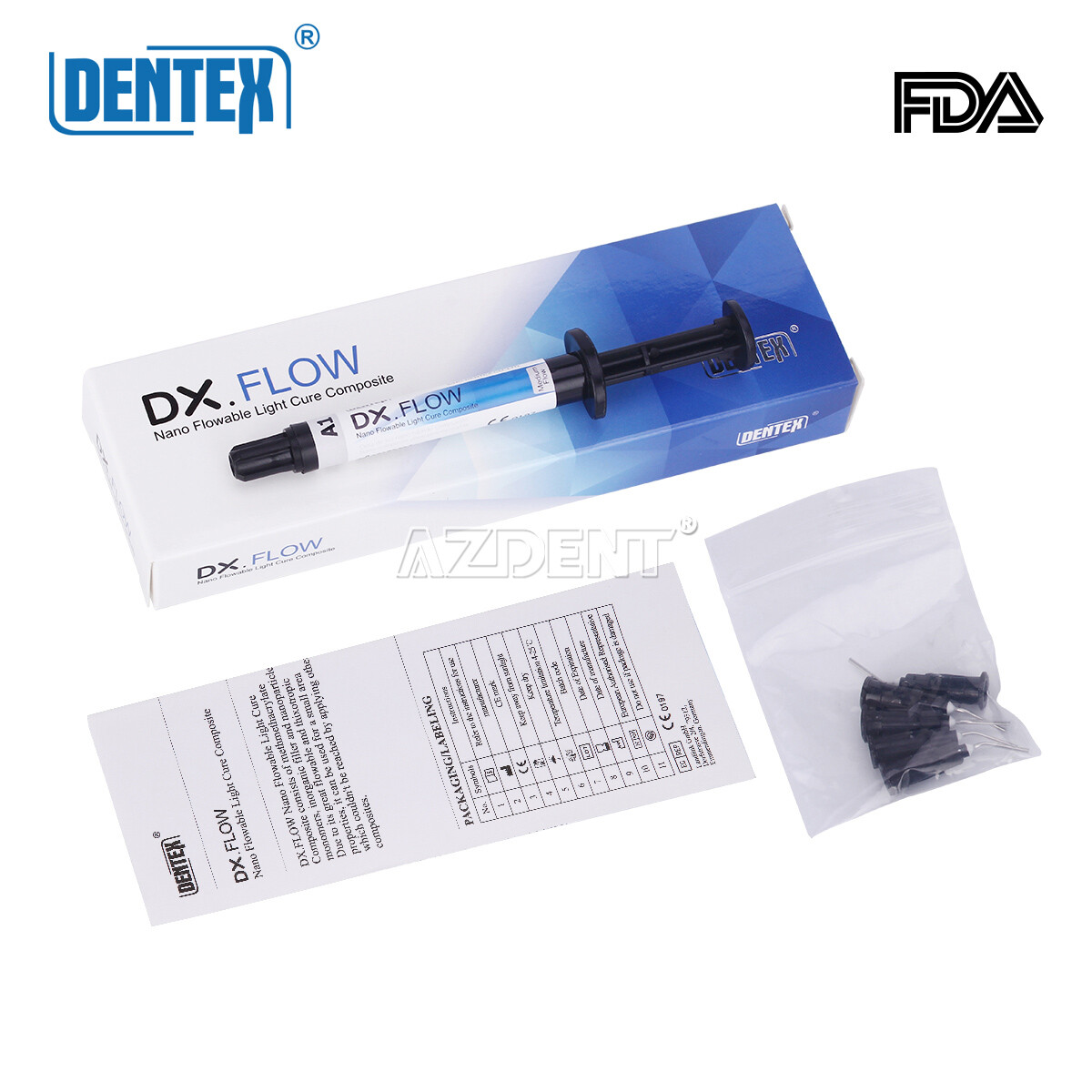 DX.FLOW Dental Flowable Light Cure Composite Resin Medium Flow DENTEX A1 A2 A3