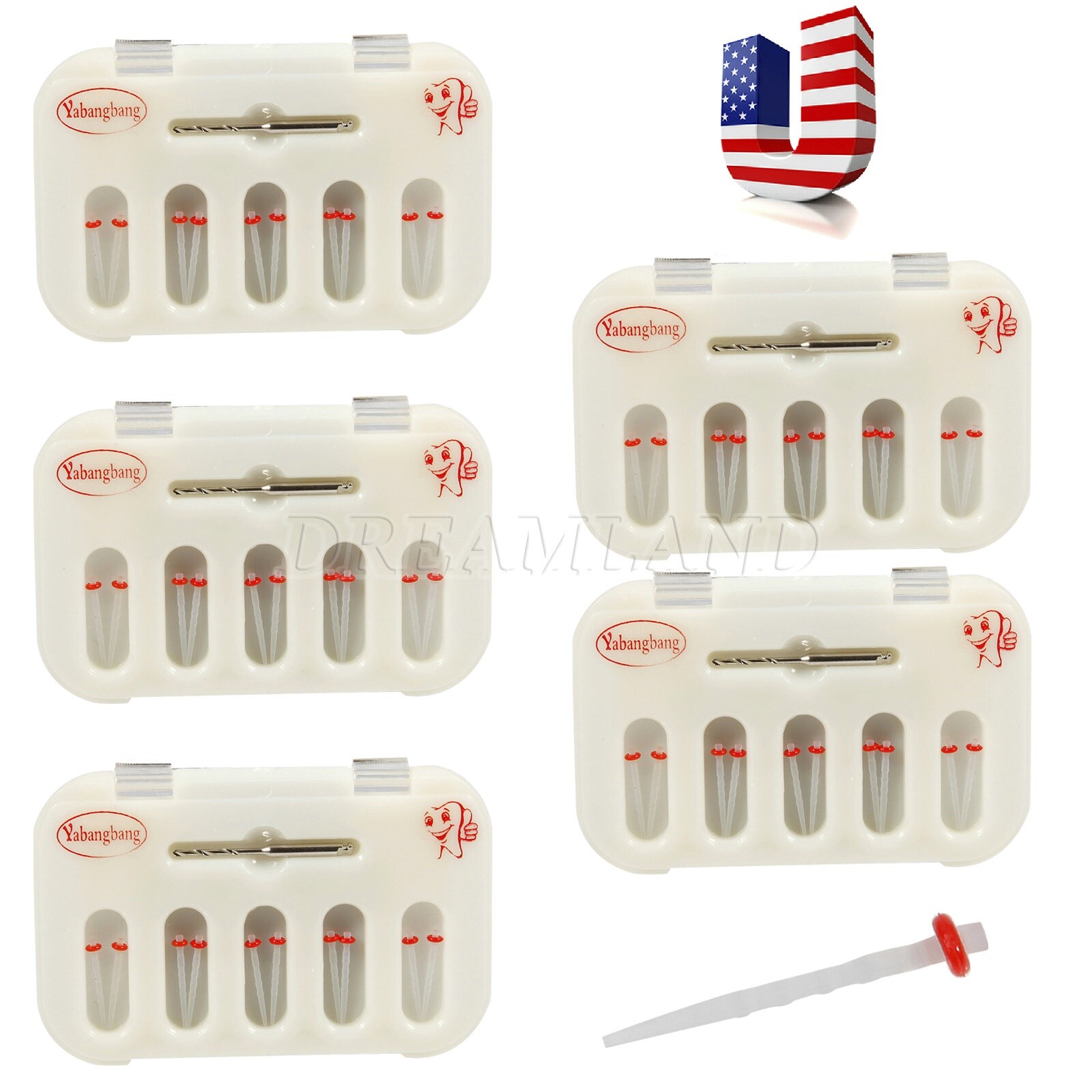 Yabangbang Dental Fiber Post Resin Screw Thread Quartz Drills Box Red IN USA