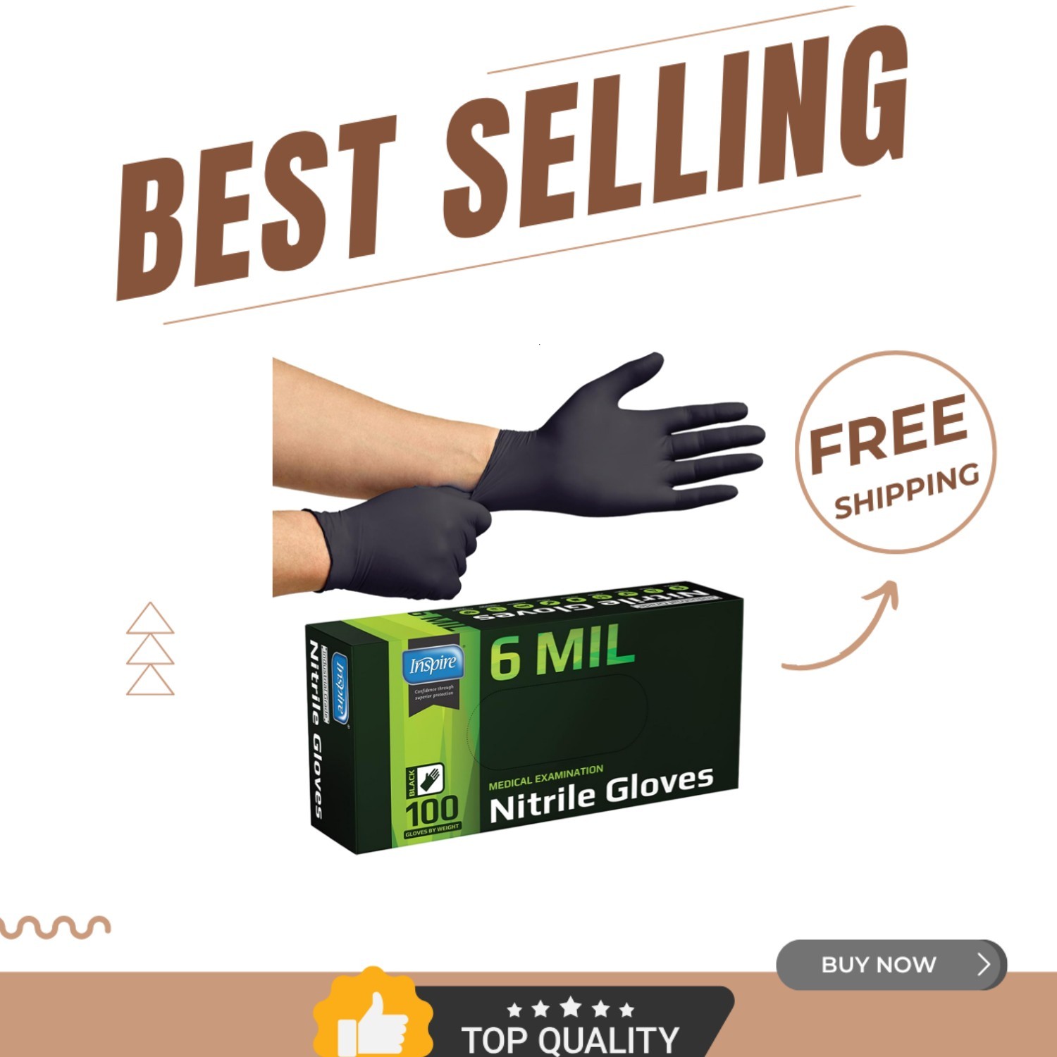 Heavy Duty 6 Mil Black Nitrile Gloves | 100 Count – Chemical Resistant