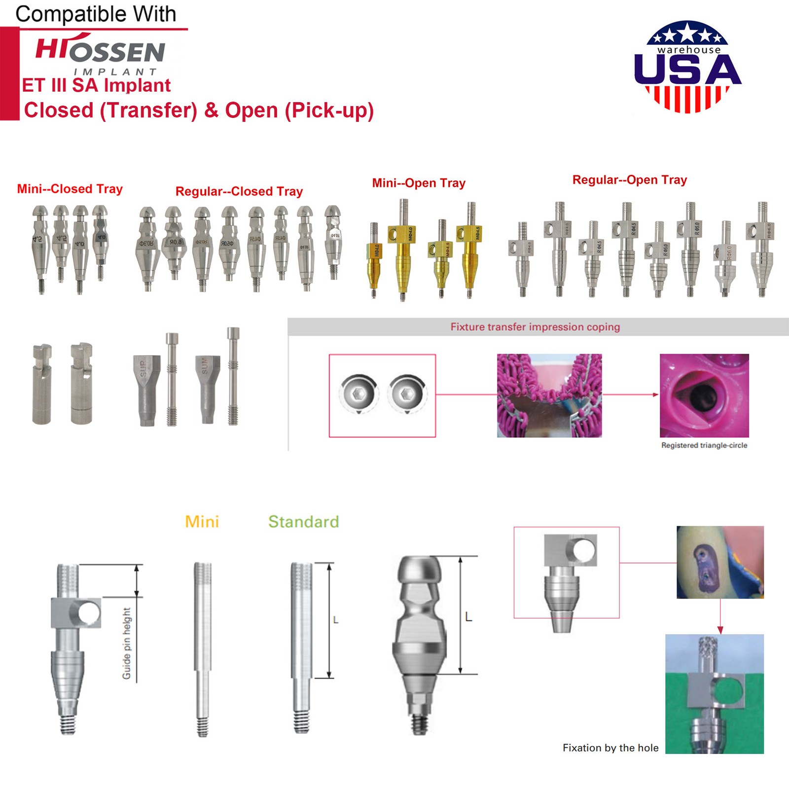 Hiossen Dental Locator/Healing/Straight Abutment/17° Angled Transfer Impression