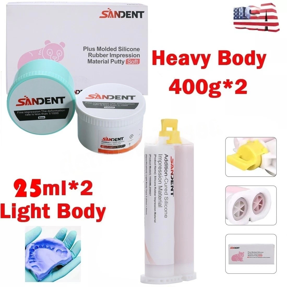 Dental VPS Impression Material Light/Heavy Body Fast Set SANDENT