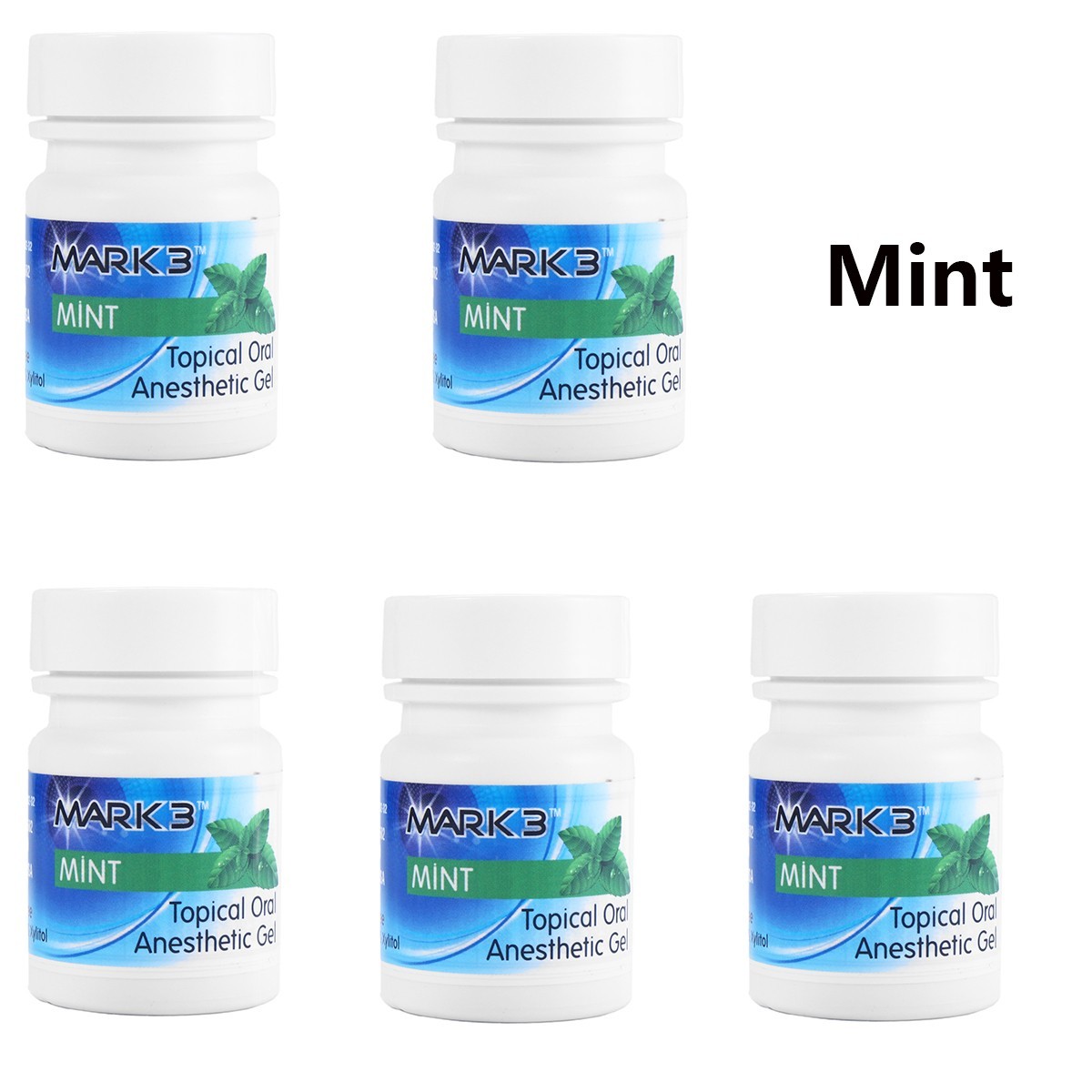 5Bottles MARK3 Dental Topical Anesthetic Gel 20% Benzocaine 1OZ Jar Mint