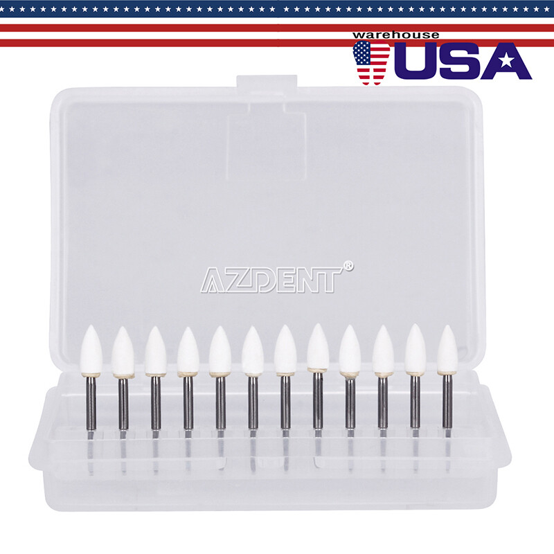 5*USPS AZDENT Dental Flame White Stone Polishing FG Burs Fl2 Abrasion Point Burs