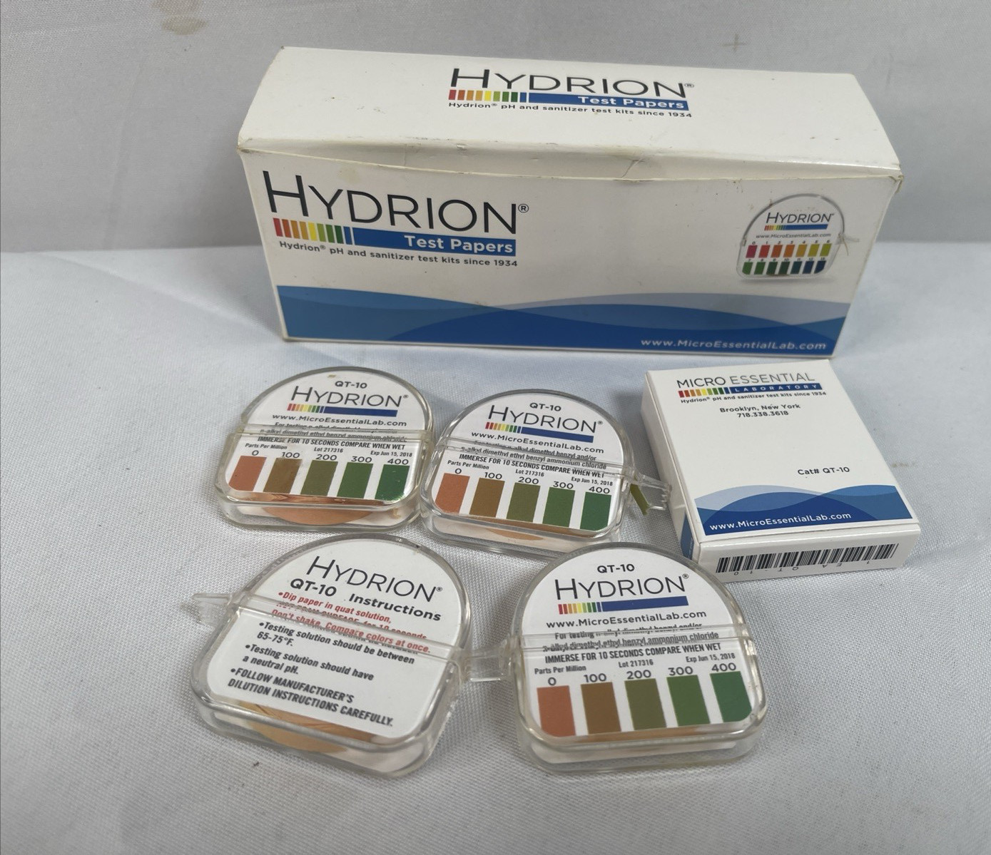 QT-10 Hydrion QUAT Quaternary SANITIZER Solution Test Tape Paper Lot of 5 New