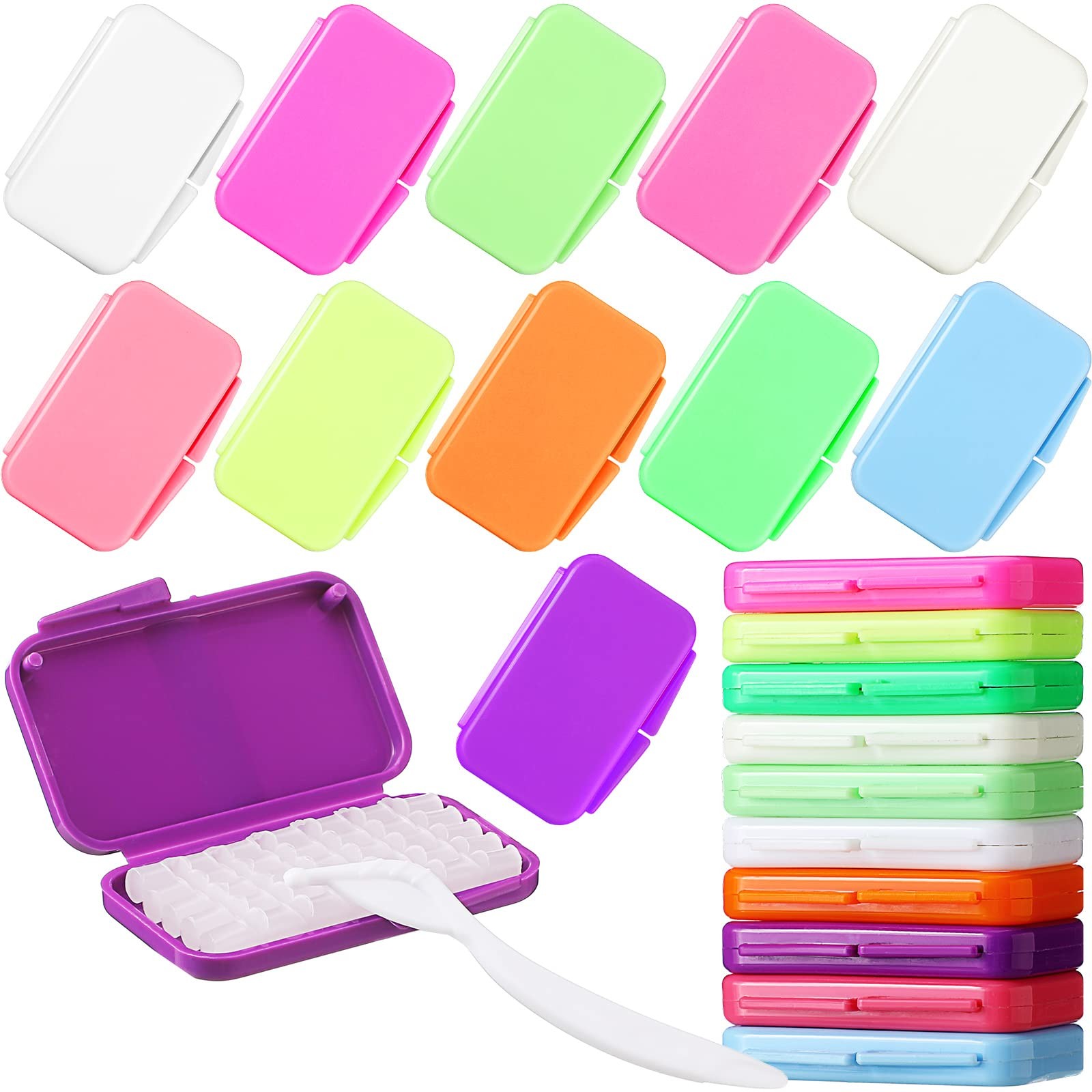 Sinmoe 40 Pack Dental Wax for Braces Orthodontic Multi Flavors, Multicolor