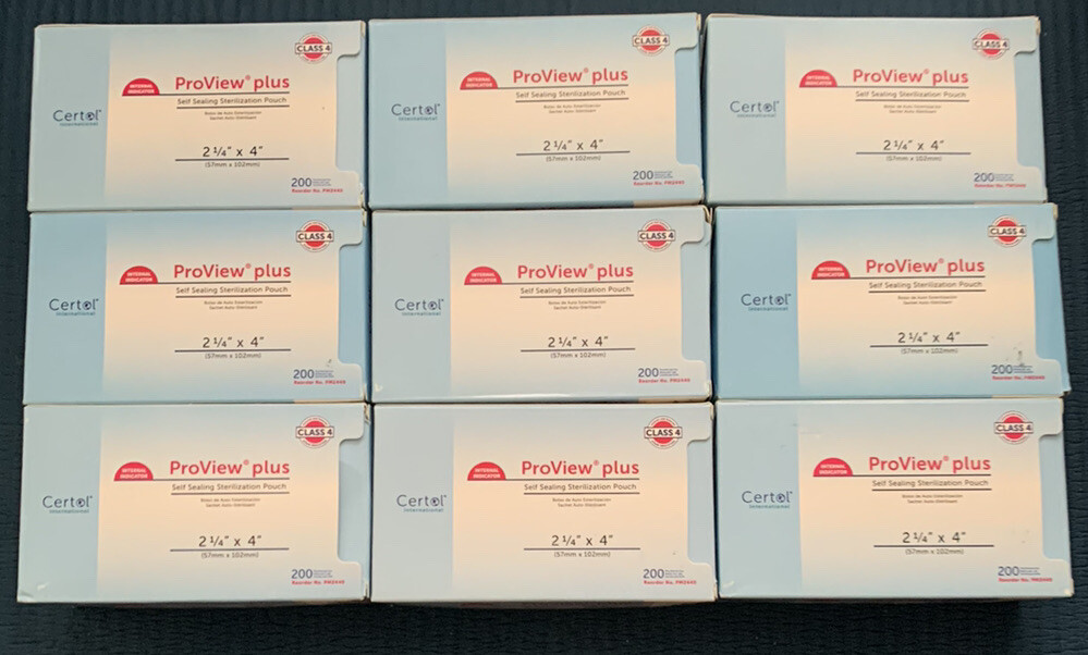 Certol ProView plus Self Sealing Pouch 2.25”x4”. 9 Boxes Of 200. Exp:4/30/25