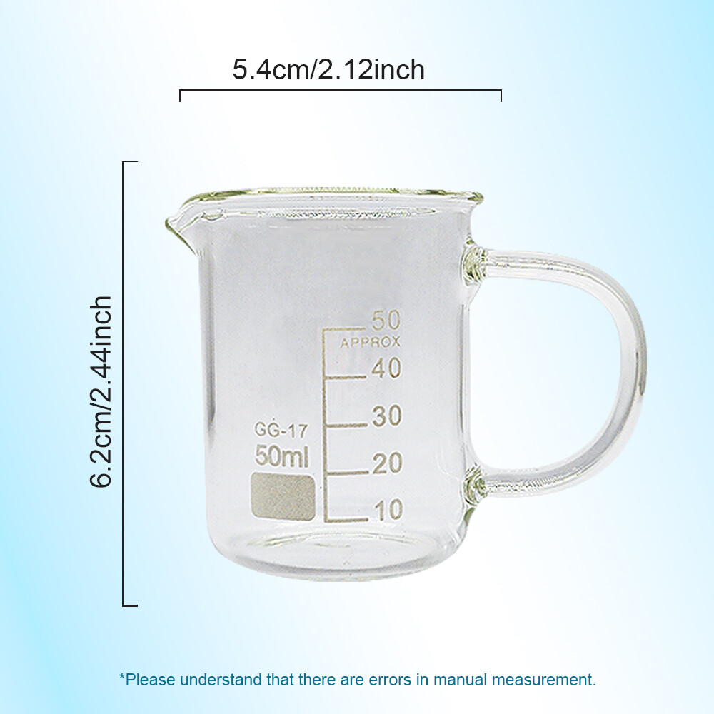 1pcs 50ml100ml 250ml500ml1000ml Lab Glass Beaker with Handle Scale Measuring Cup