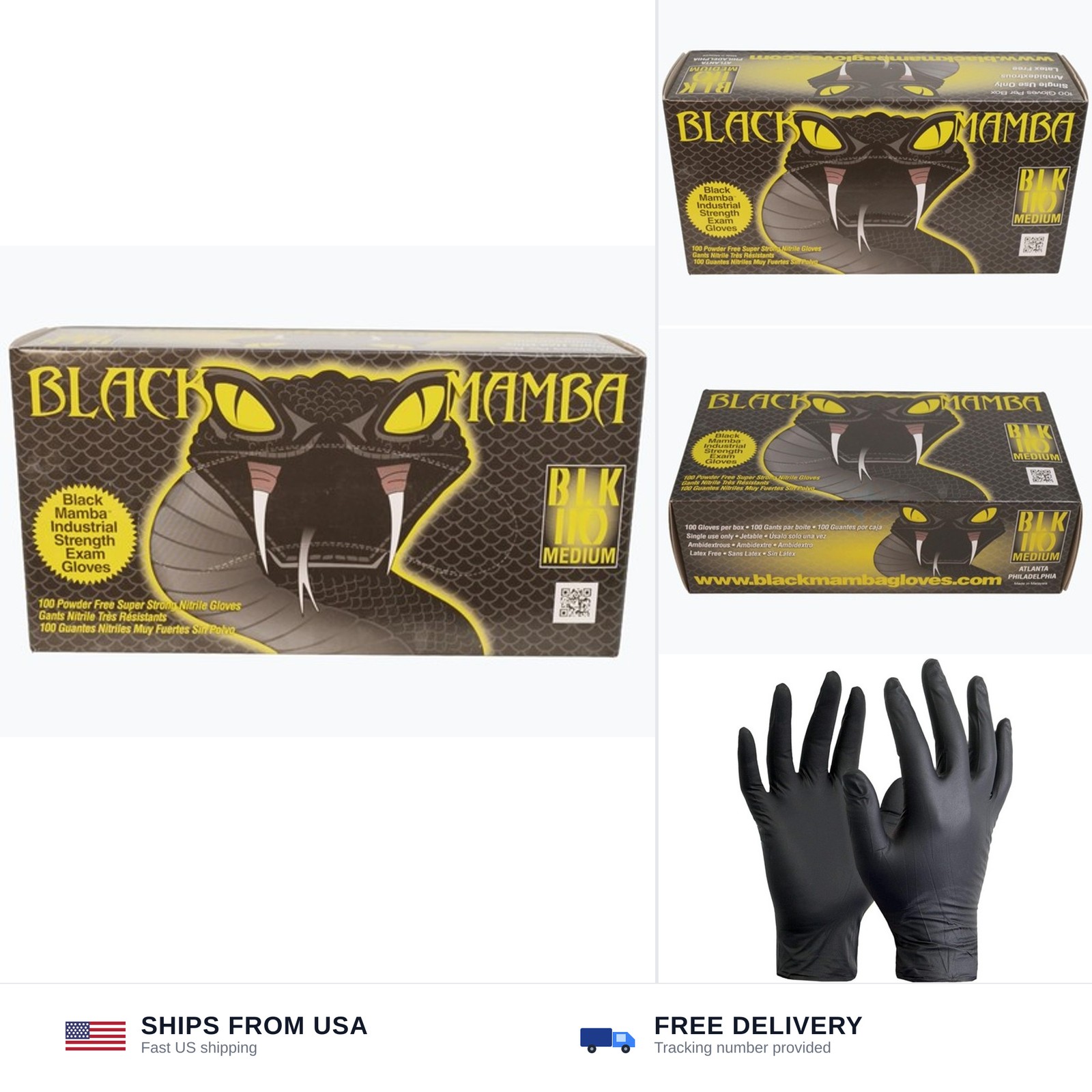 Black Mamba Super Strong Nitrile 100 Glove BOX (MEDIUM)