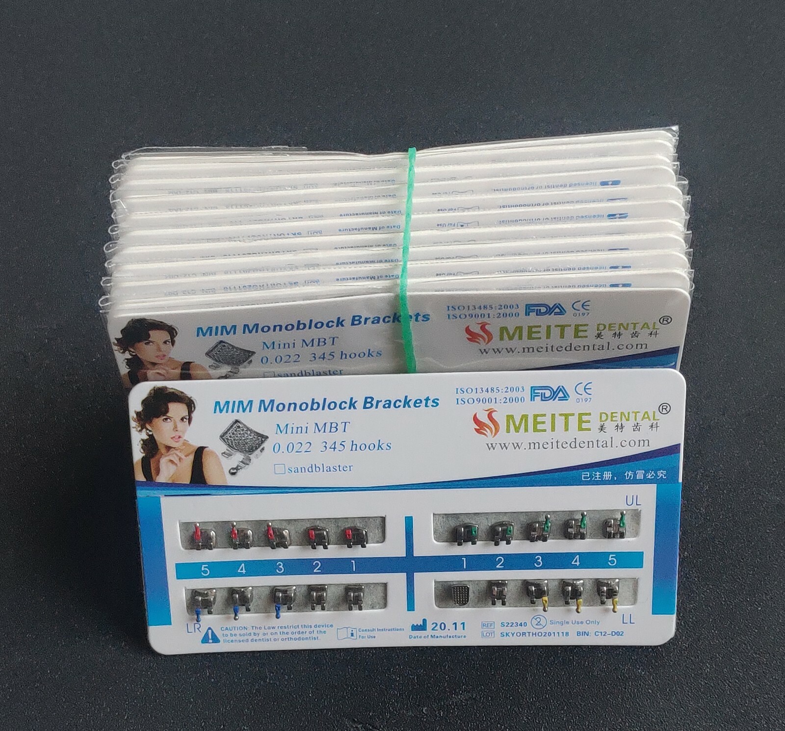 10Sets Dental Metal Bracket MIM Monoblock Mini MBT 022 345 hooks Mesh Base 200pc