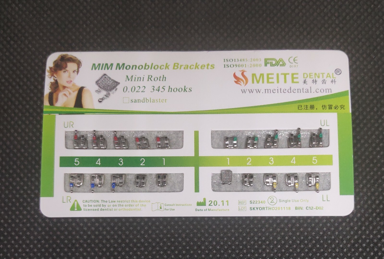 10Sets Dental Orthodontic Brackets MIM Monoblock Mini Roth MBT 022 018 345 Hooks