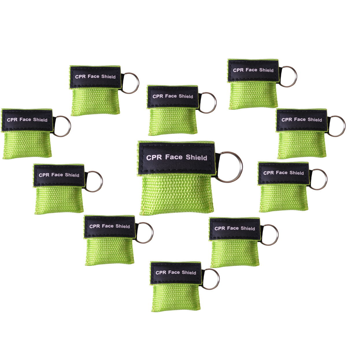 1000pcs light green CPR Keychain Pouch AED First Aid Training CPR Face shield