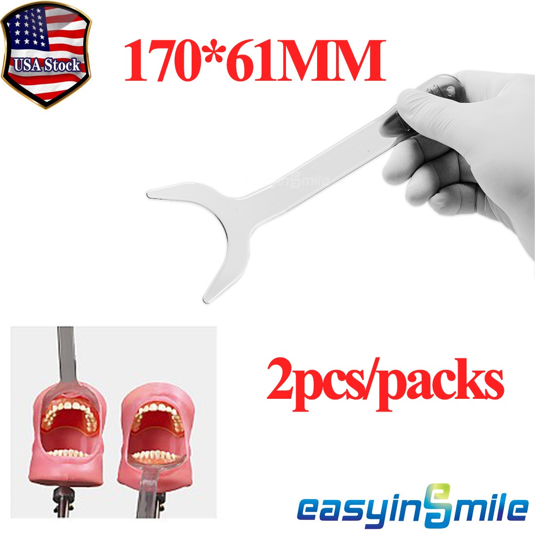 2Pcs Dental Mouth Opener Intraoral Retractor large Autoclavable for Photography