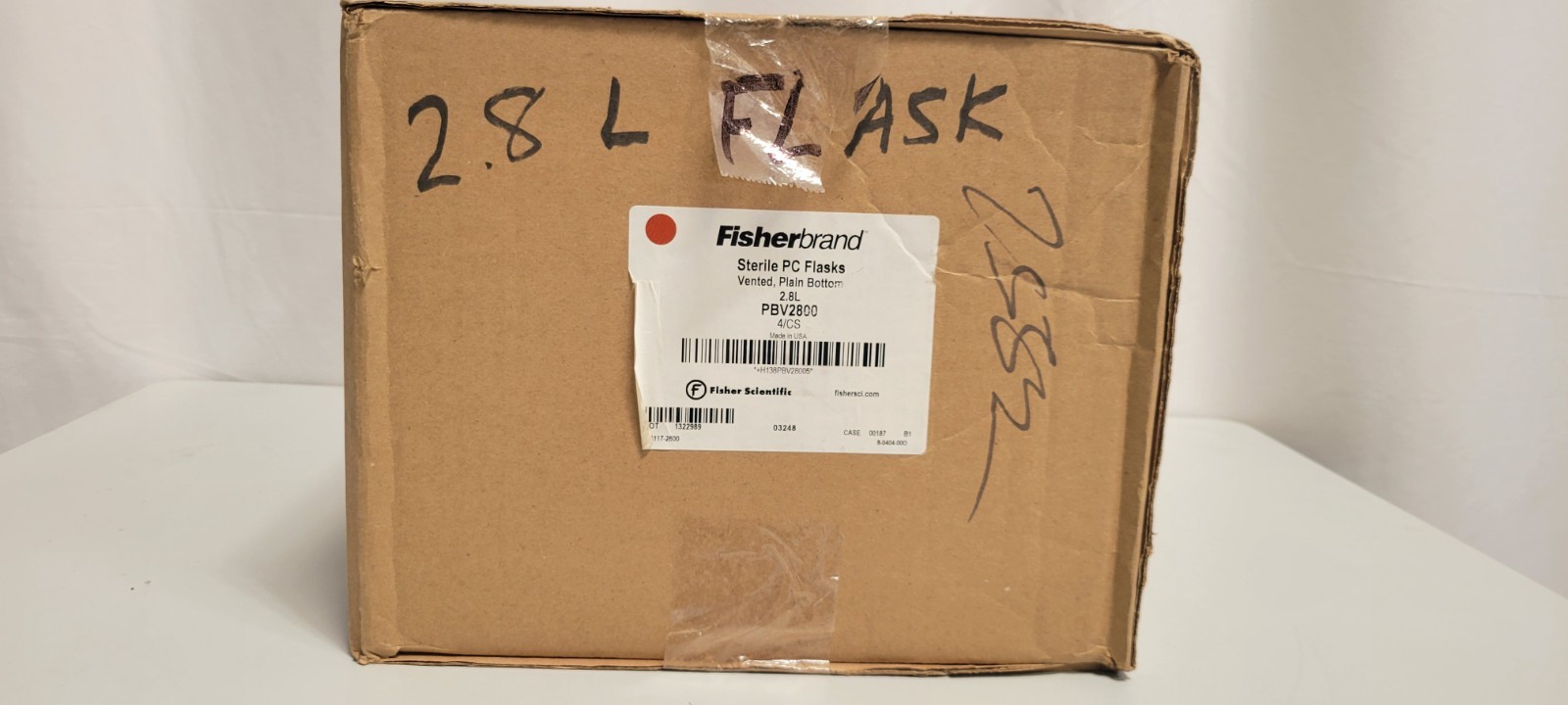 Fisherbrand PBV2800 Sterile 2.8L PC Flasks – 1 case