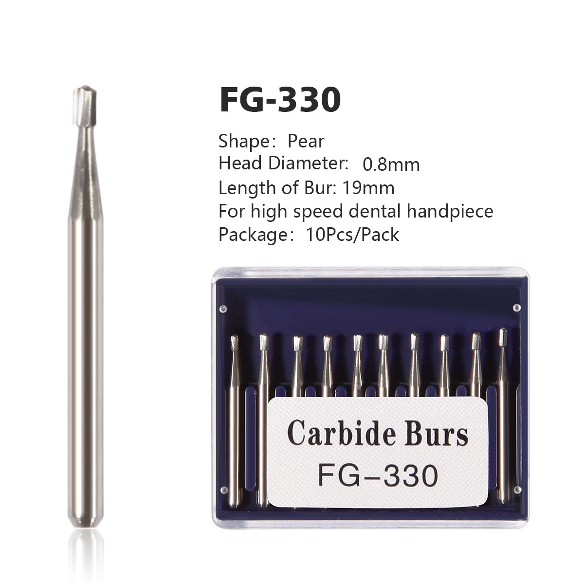 10-50 PCS Dental Carbide Tungsten Steel Burs Drills FG For High Speed Handpiece