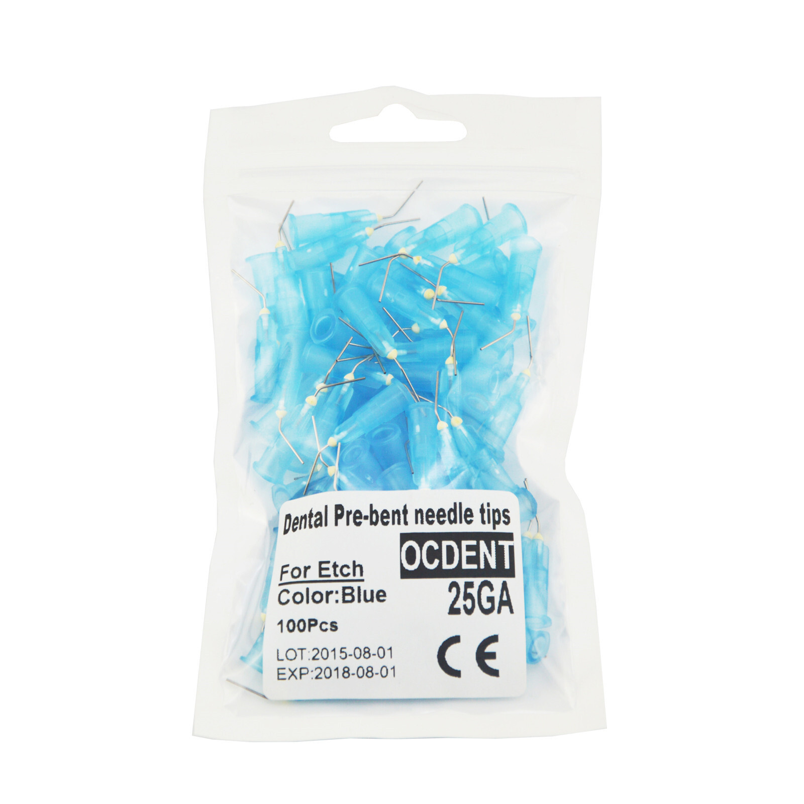 1000 Blue Etch Pre-Bent Applicator Needle Tips, 25 Gauge (10 Bags of 100)