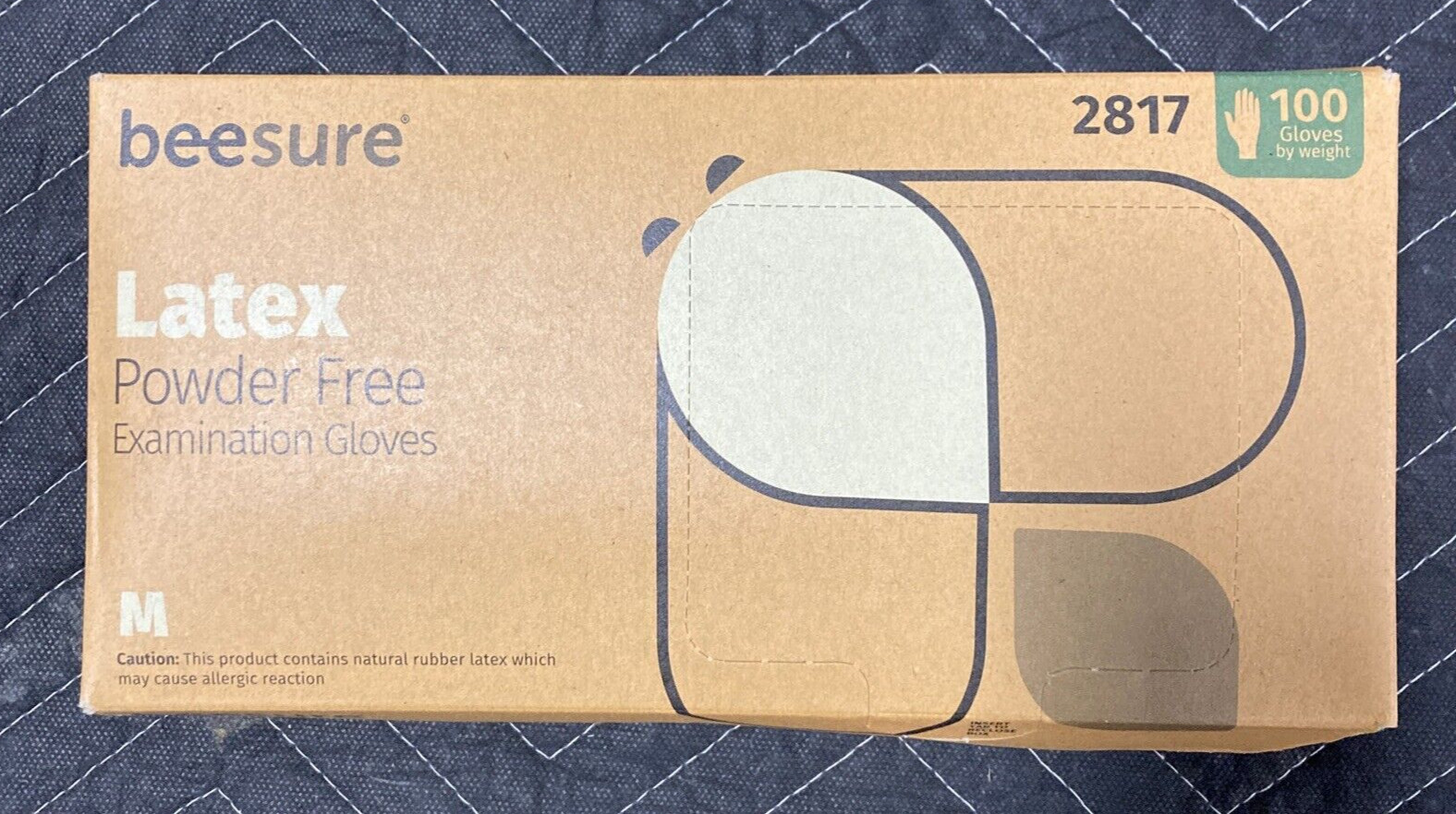 Beesure Medium Latex Powder Free Exam Gloves 100ct. # 2817