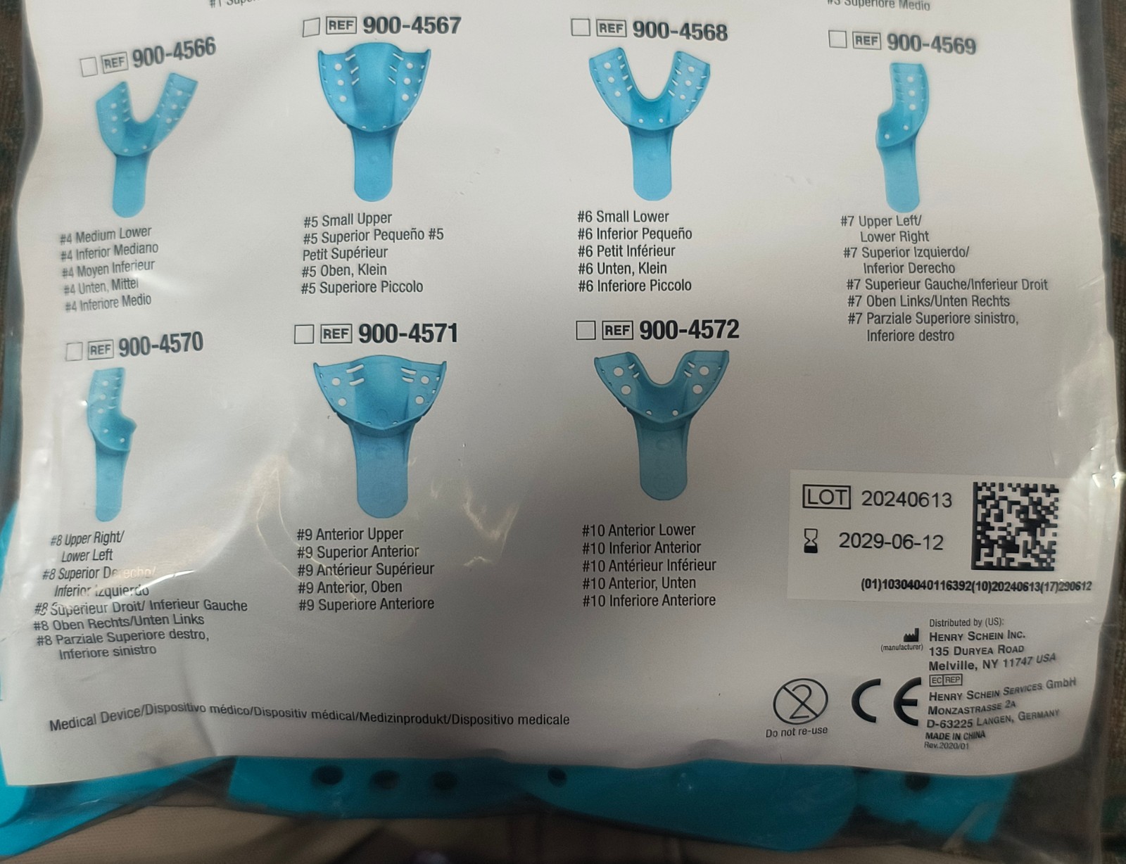 Henry Schein Perforated Dental Impression Trays Medium Upper 12 Pack 900-4565