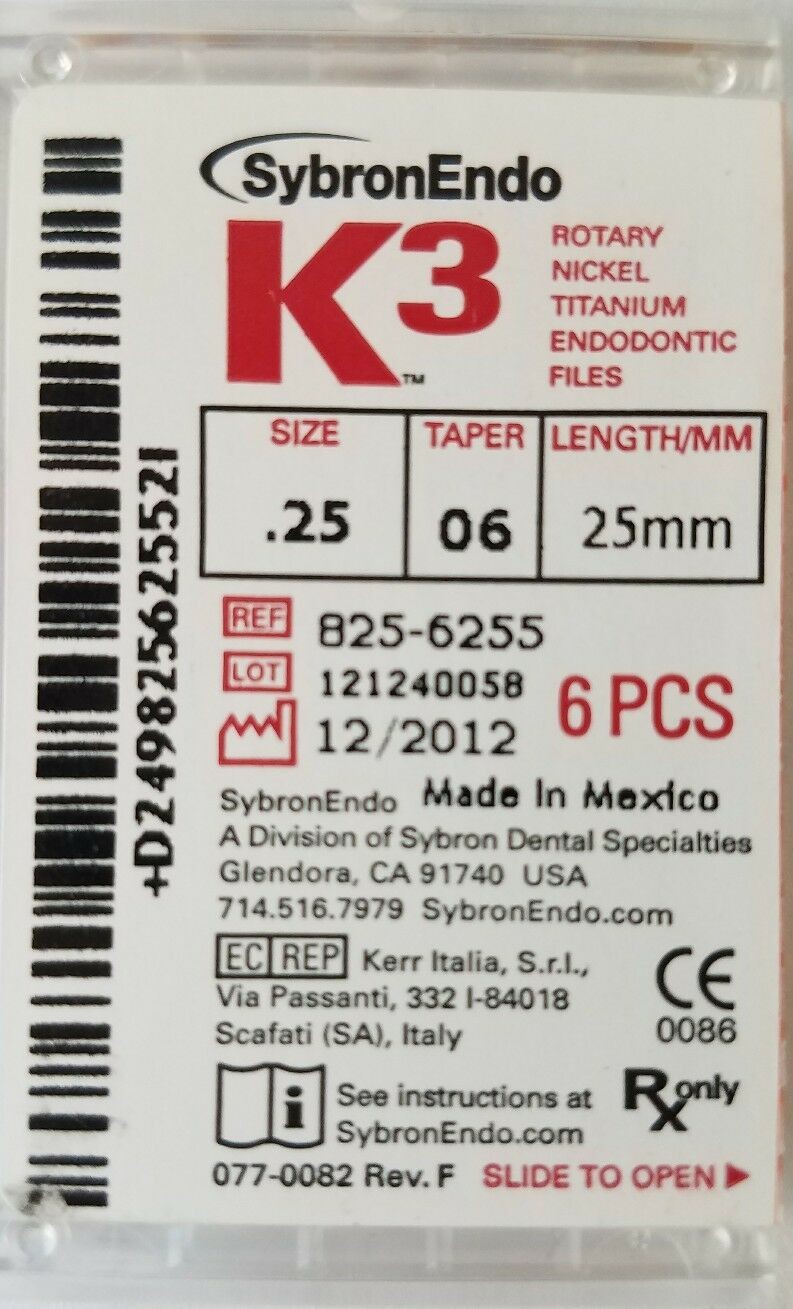 Kerr Dental 825-6255 SybronEndo – K3 Engine Files .06 mm 6/Pack6/Pack #25