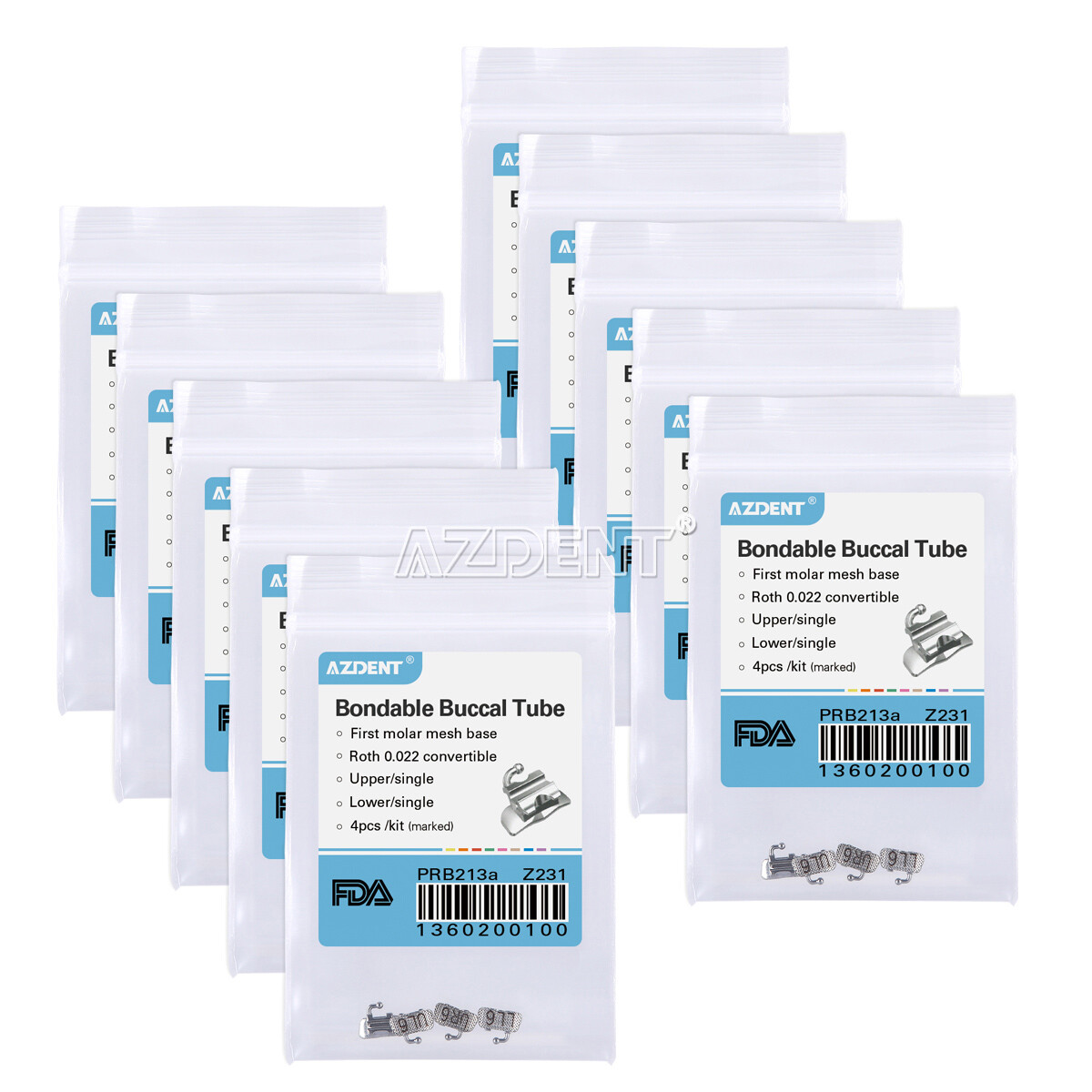 Dental Orthodontic Buccal Tubes 1st/2nd Molar Tube Roth/MBT 022 Bondable AZDENT