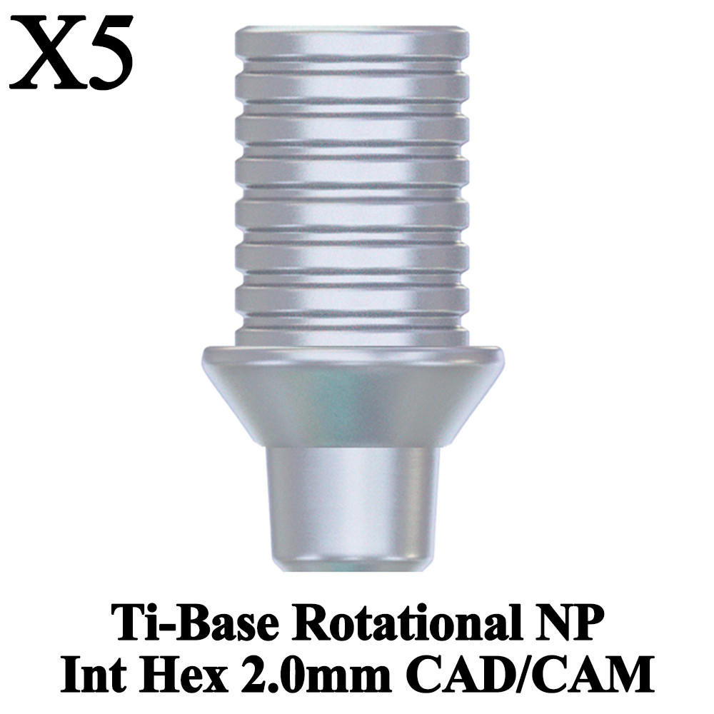 5pcs Dental Ti-Base CAD/CAM Rotational NP Int Hex 2.0mm Titanium Library Slim