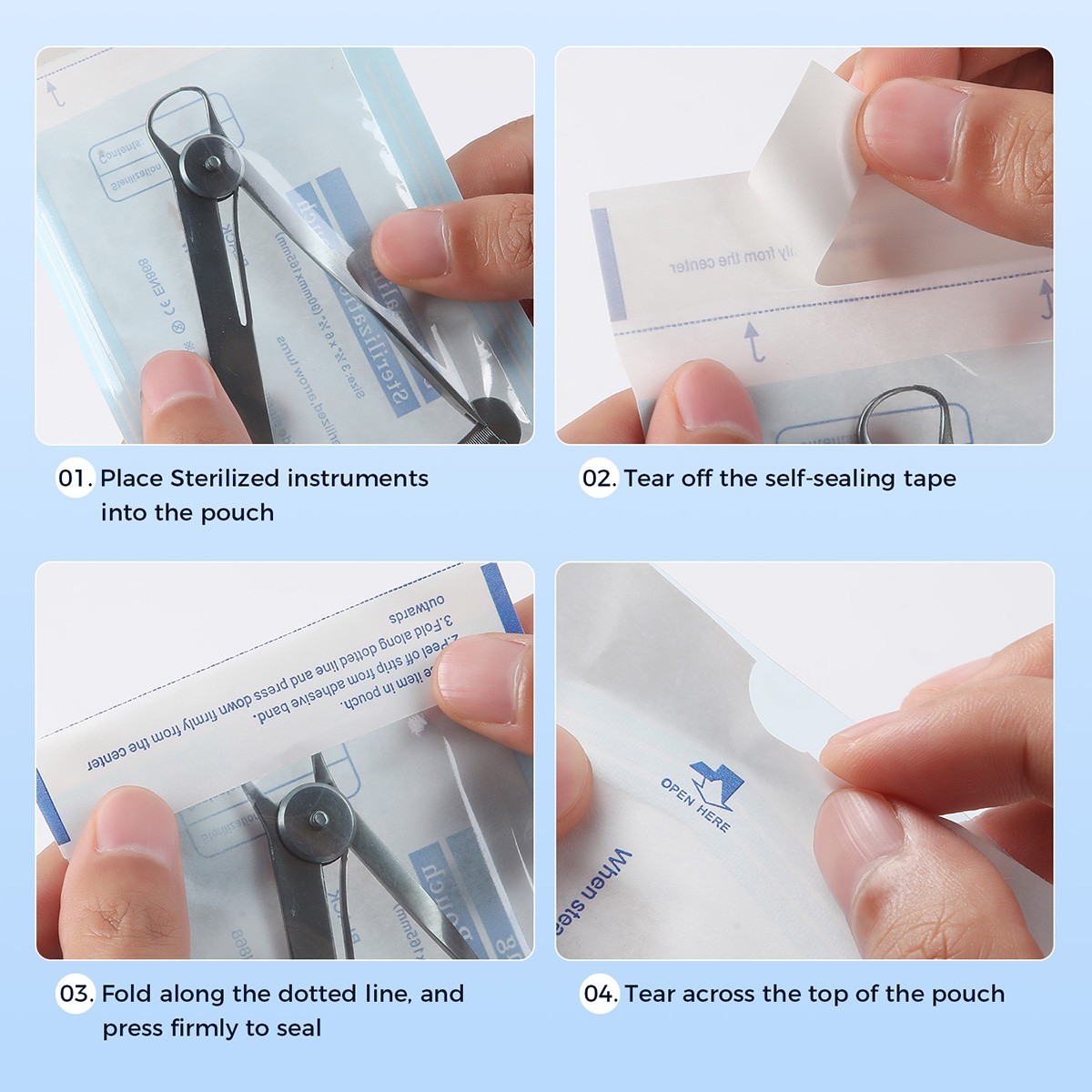 200pcs/kit Sterilization Bag Pouches Dental Medical Self Seal Pouch Autoclave