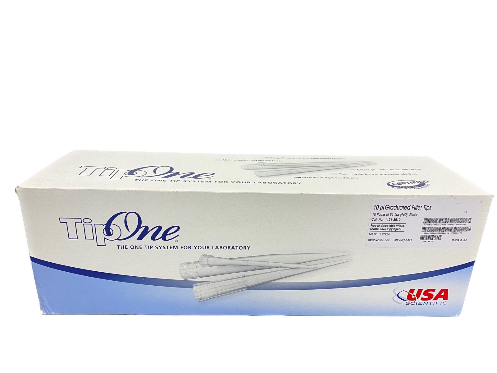(960) USA TipOne 10uL Graduated Filter Pipette Tip Racks 96×10 1121-3810