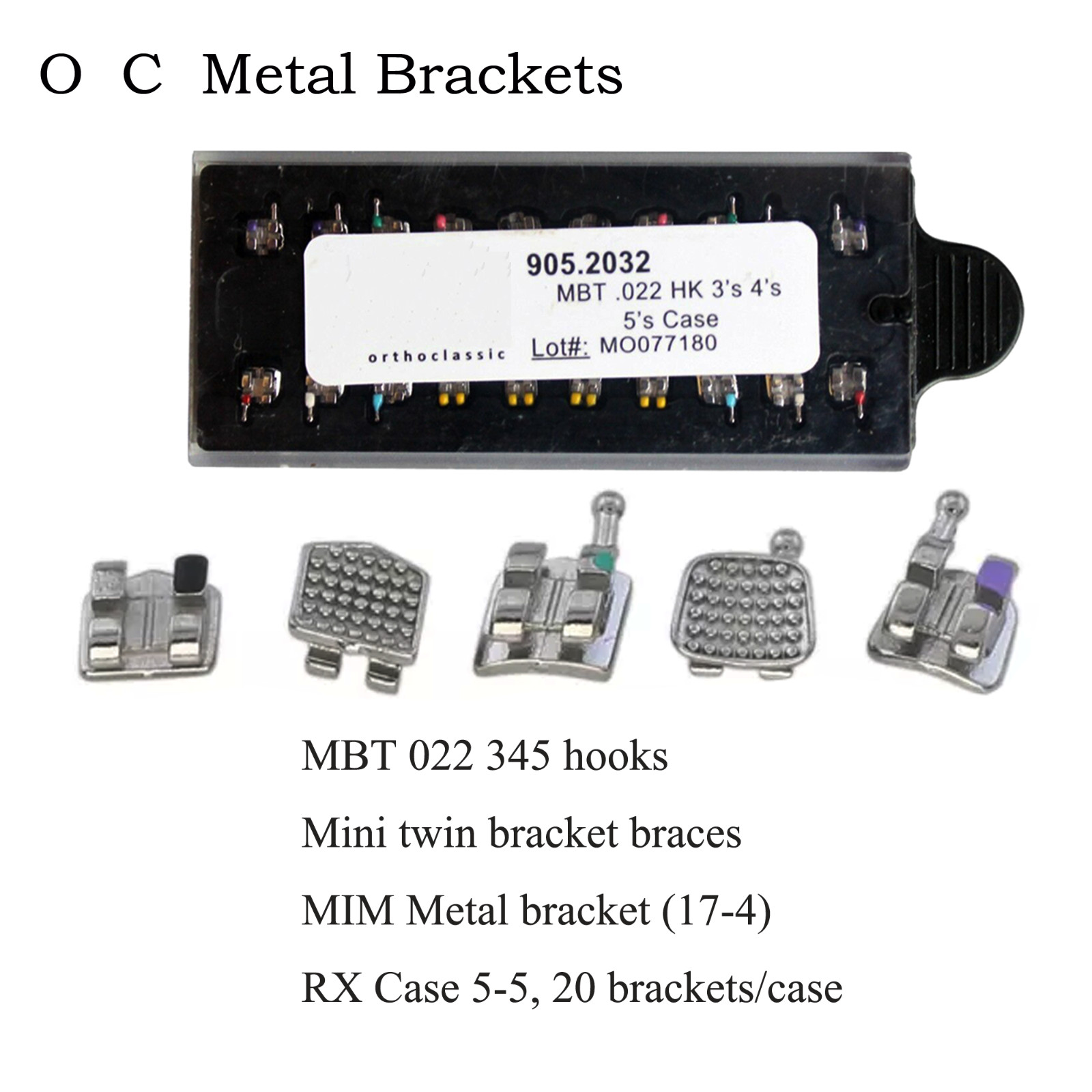Dental Orthodontic Mini Brackets Braces Metal Roth MBT 018 022 345 Hooks MIM 5-5