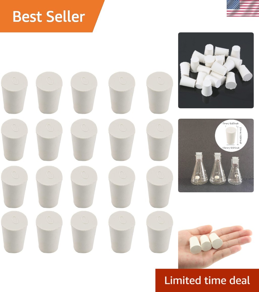 Versatile Tapered Rubber Stoppers – 20 Pcs, Ideal for Laboratories & Industry