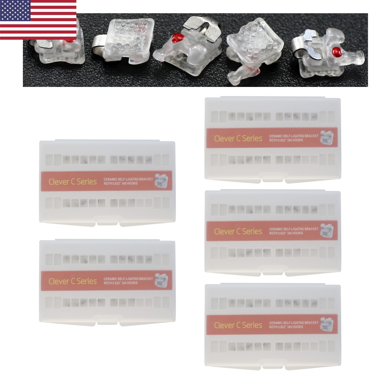5 Sets Dental Orthodontic Interactive Self Ligating Brackets Ceramic Roth 022