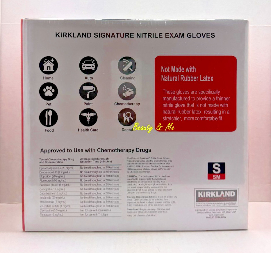 Kirkland Signature Nitrile Exam Gloves ** Size S ** 400 Count Latex-Free