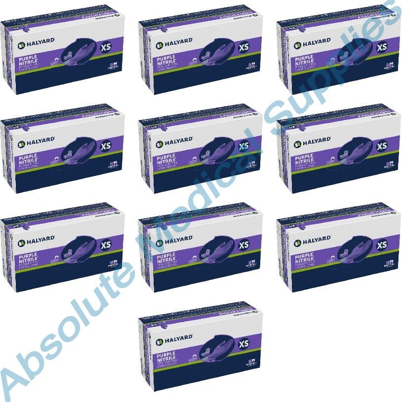 *1,000-Pieces* Halyard Purple Powder-Free Nitrile Exam Gloves X-Small 55080