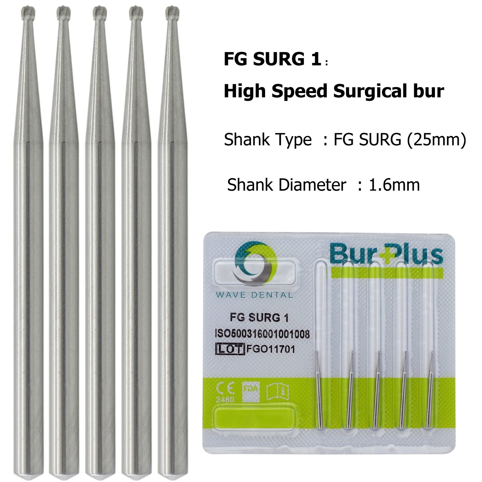 Wave Dental Surgical Bur Round 4 8 702 701 557 Carbide Burs FGOS High Speed 25mm