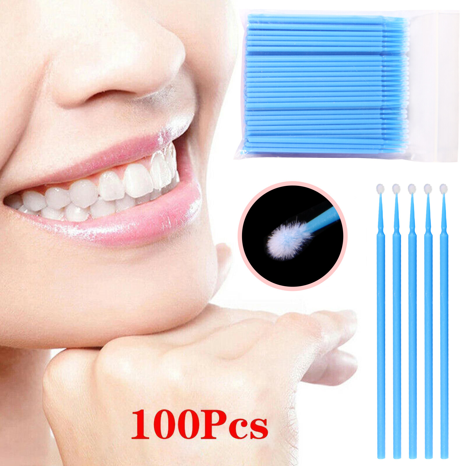 100 Pcs Dental Disposable Tooth Applicator Long Micro Brush Tips de