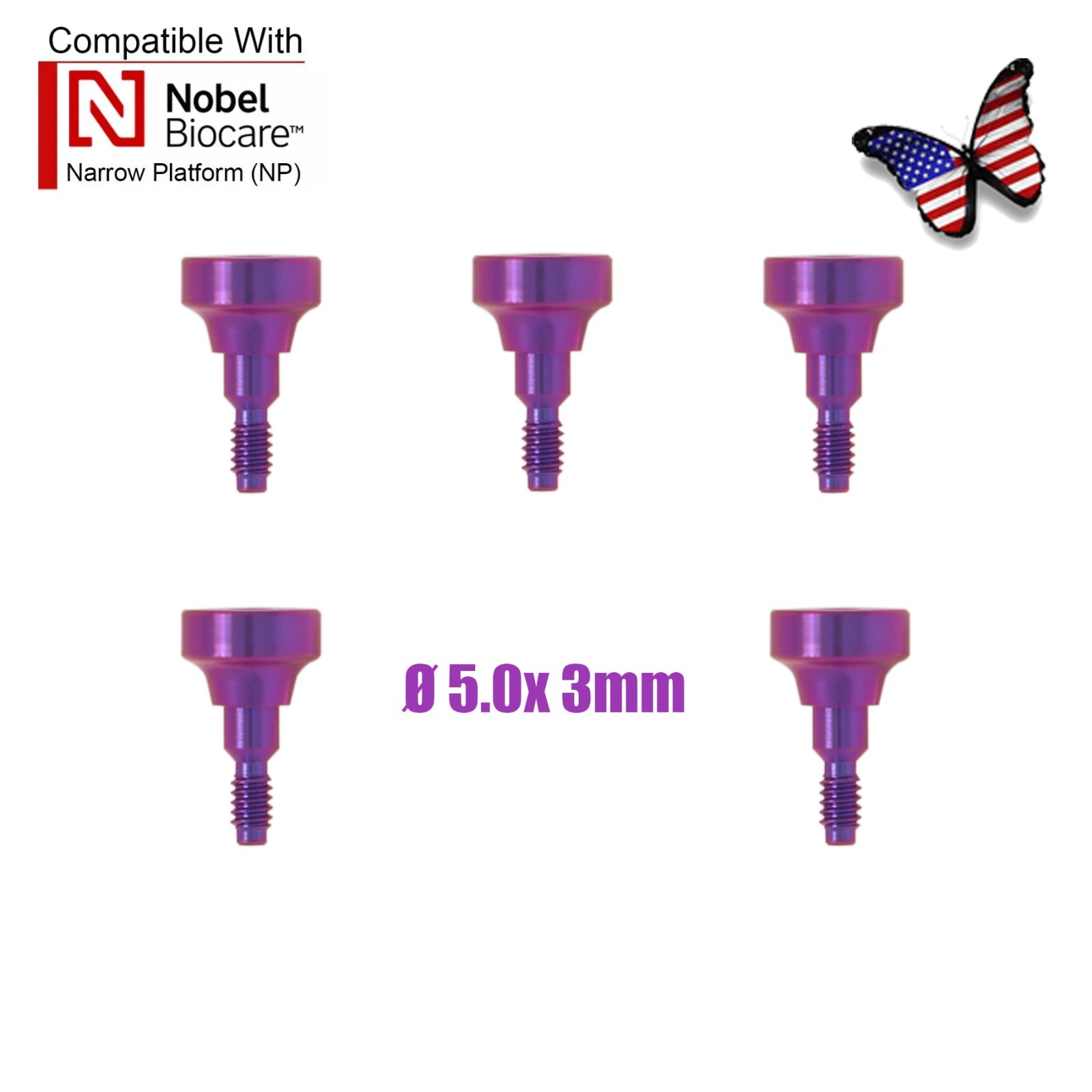 US Nobel Dental NP Healing Cap Abutments ∅3.6/5.0mm Fit Compatible NobelActive