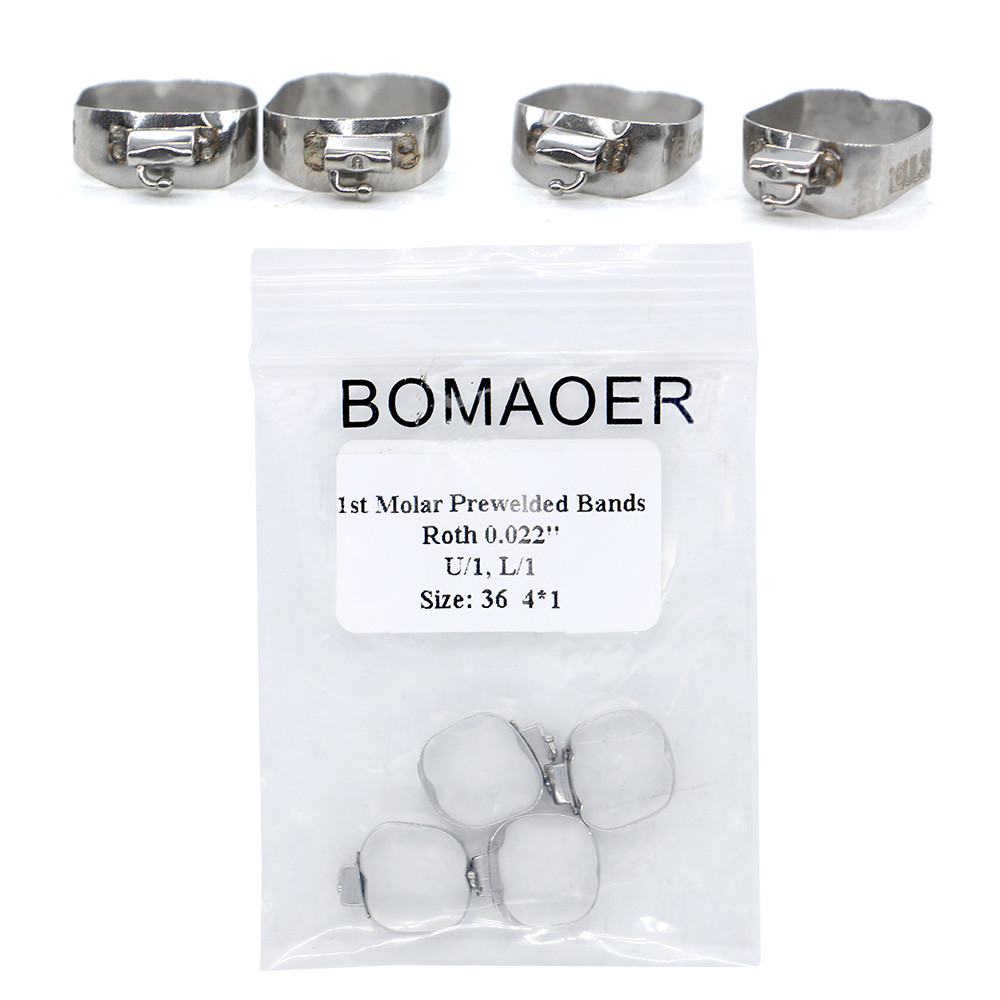 4pcs/pack 36# Prewelded Dental Bands with Roth .022″ Buccal Tubes for 1st Molars