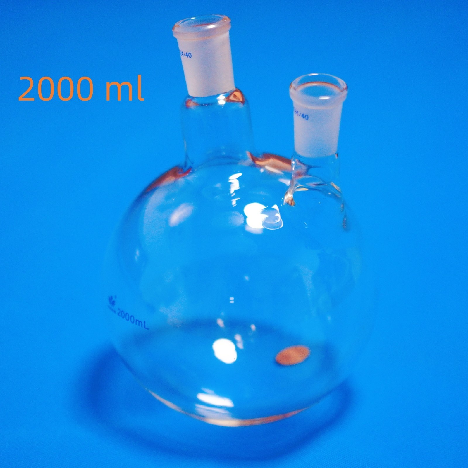 Lab glass round bottom boiling flask 2-neck 24/40 joints 5000 ml 2000 ml 24/40