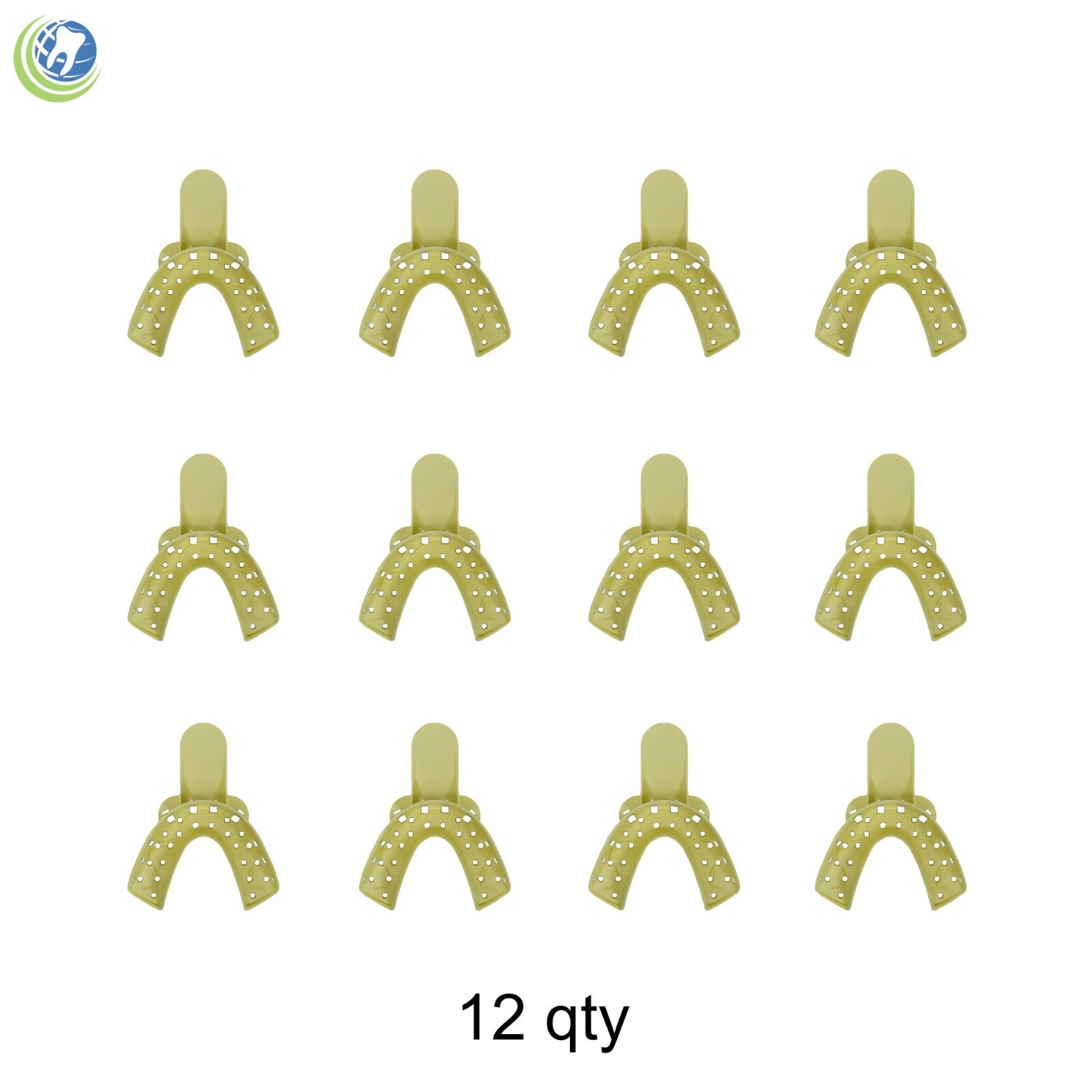 Dental Plastic Impression Trays Perforated Autoclavable Lower Medium #4 12 Pcs