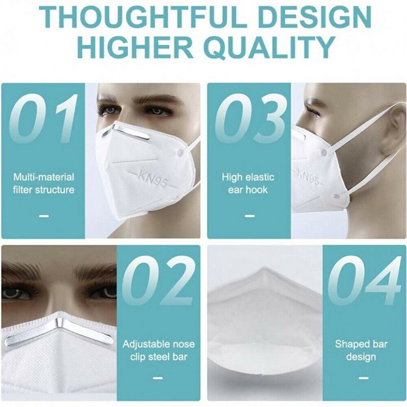 50 PCS KN95 Face Mask Disposable Protective Respirator Mouth Nose Cover [BLACK]
