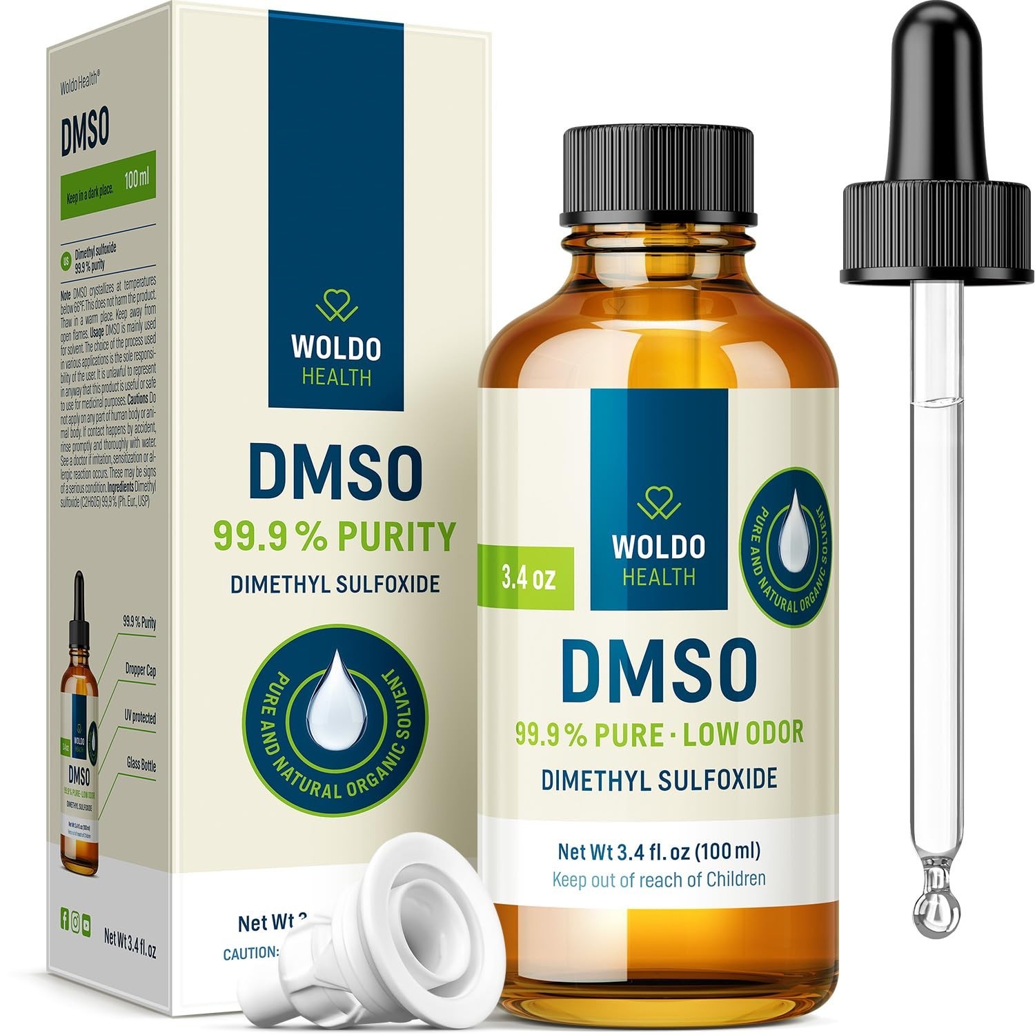 DMSO (Dimethyl Sulfoxide) 99.9% Pharmaceutical Grade 3.38Oz – Glass Bottle wi…