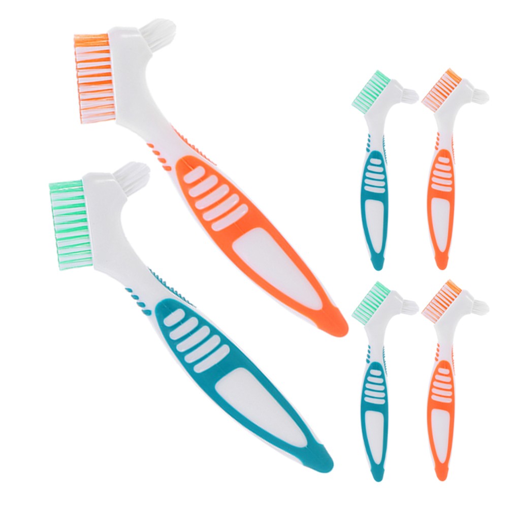 6Pcs Durable Denture Brushes Dual Head Toothbrush for Travel and Home Cleaning
