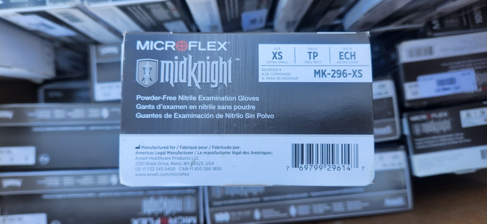(100/Pk) ANSELL Microflex Midknight Nitrile Exam Gloves – XS Extra Small MK-296
