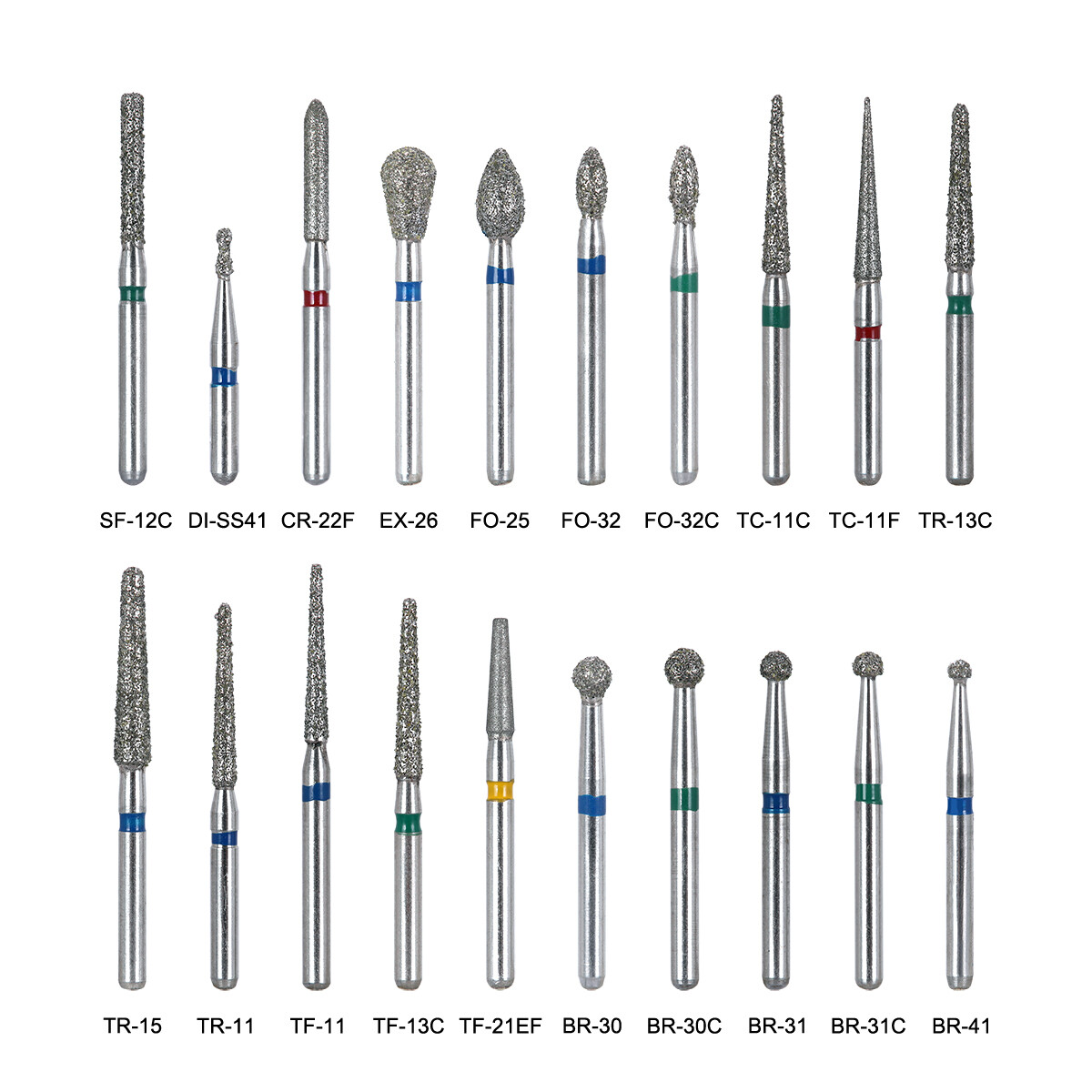 100Pcs Dental Diamond Burs Kit Medium FG 1.6MM for High Speed Handpiece Polisher